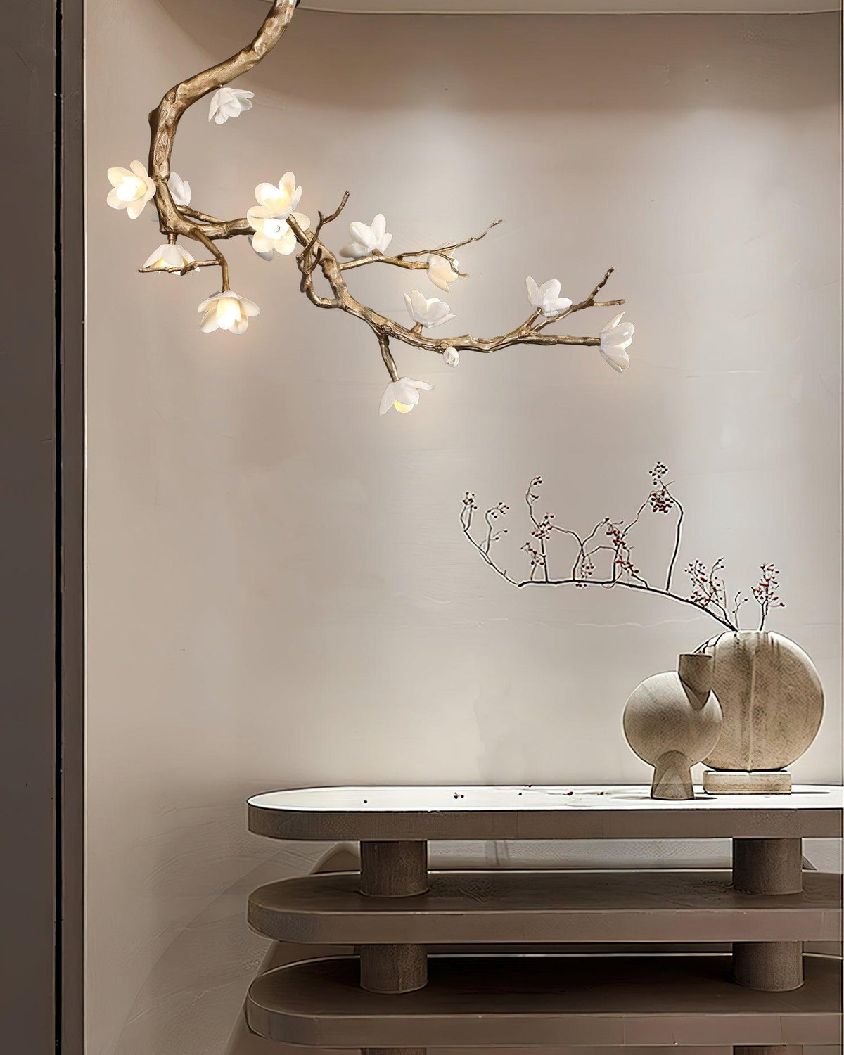 Solenira Chandelier Brass Flower Branch Natural