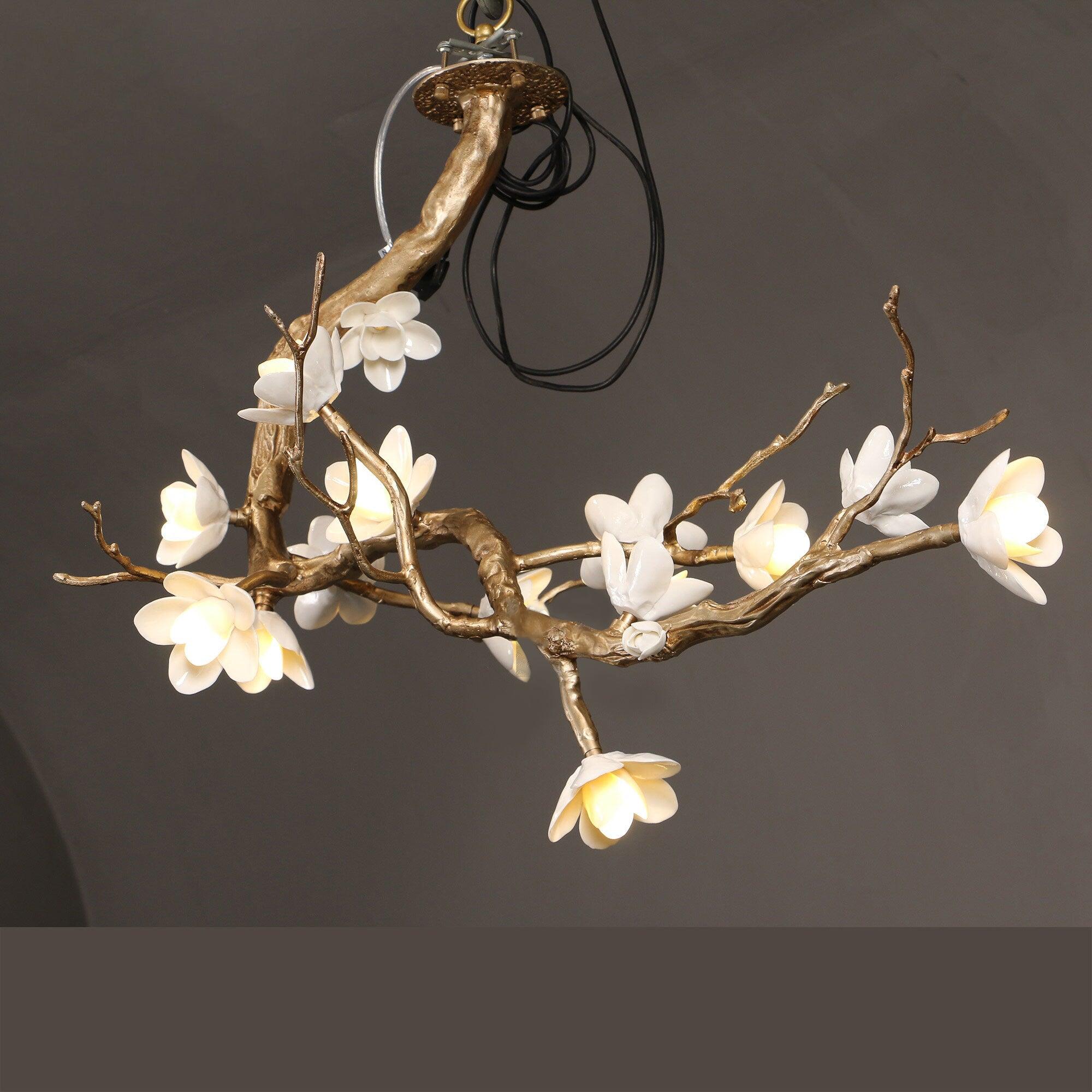 Solenira Chandelier Brass Flower Branch Natural