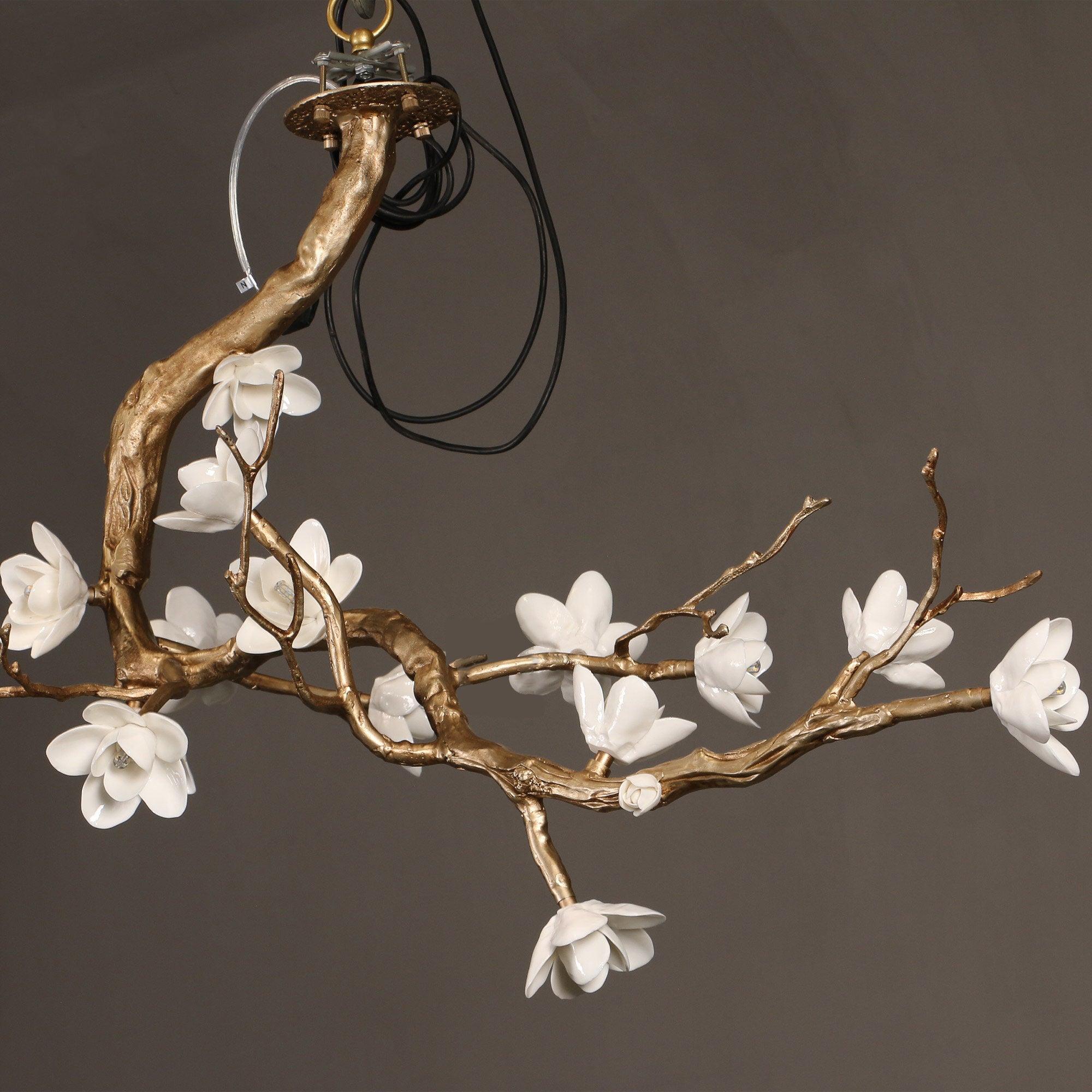 Solenira Chandelier Brass Flower Branch Natural