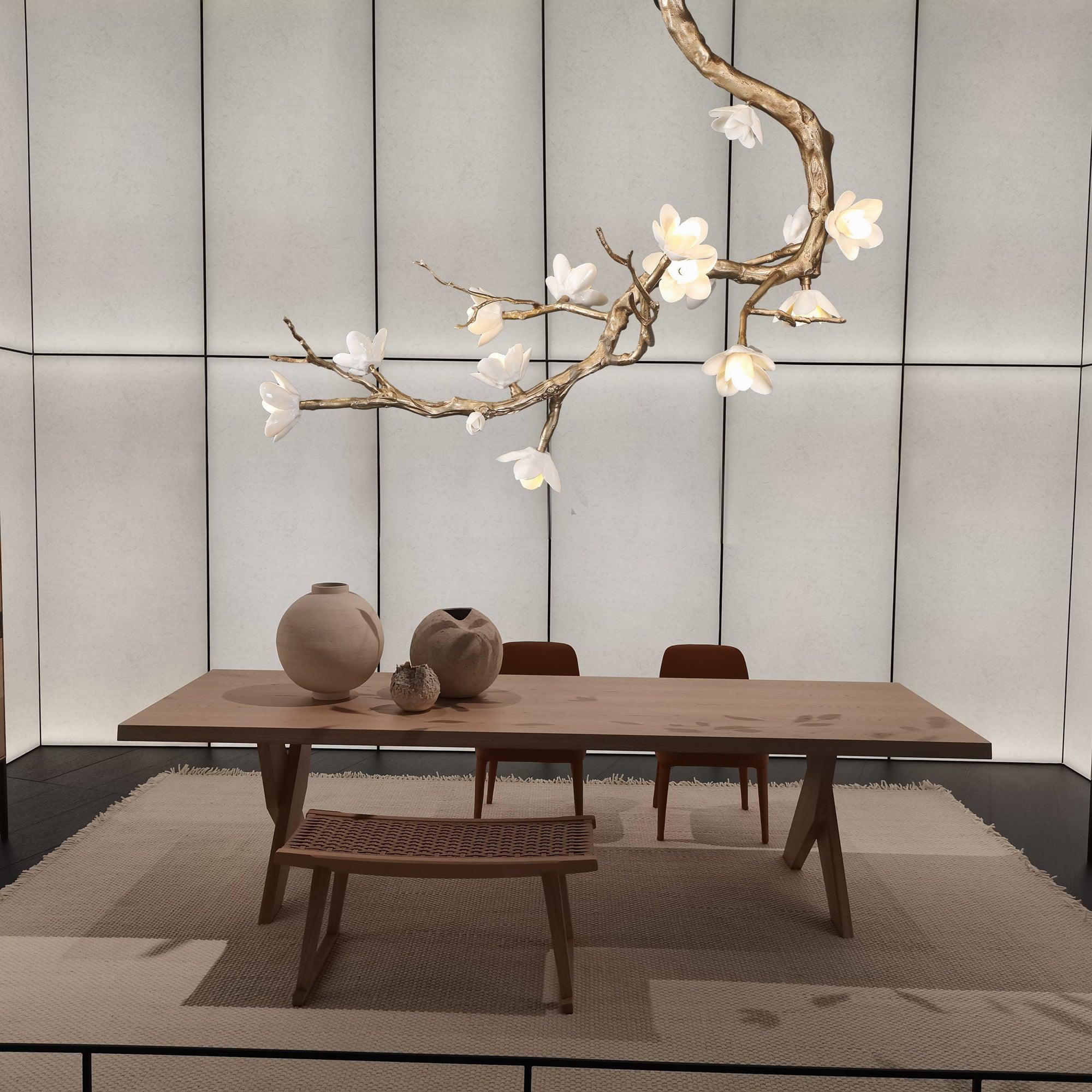 Solenira Chandelier Brass Flower Branch Natural