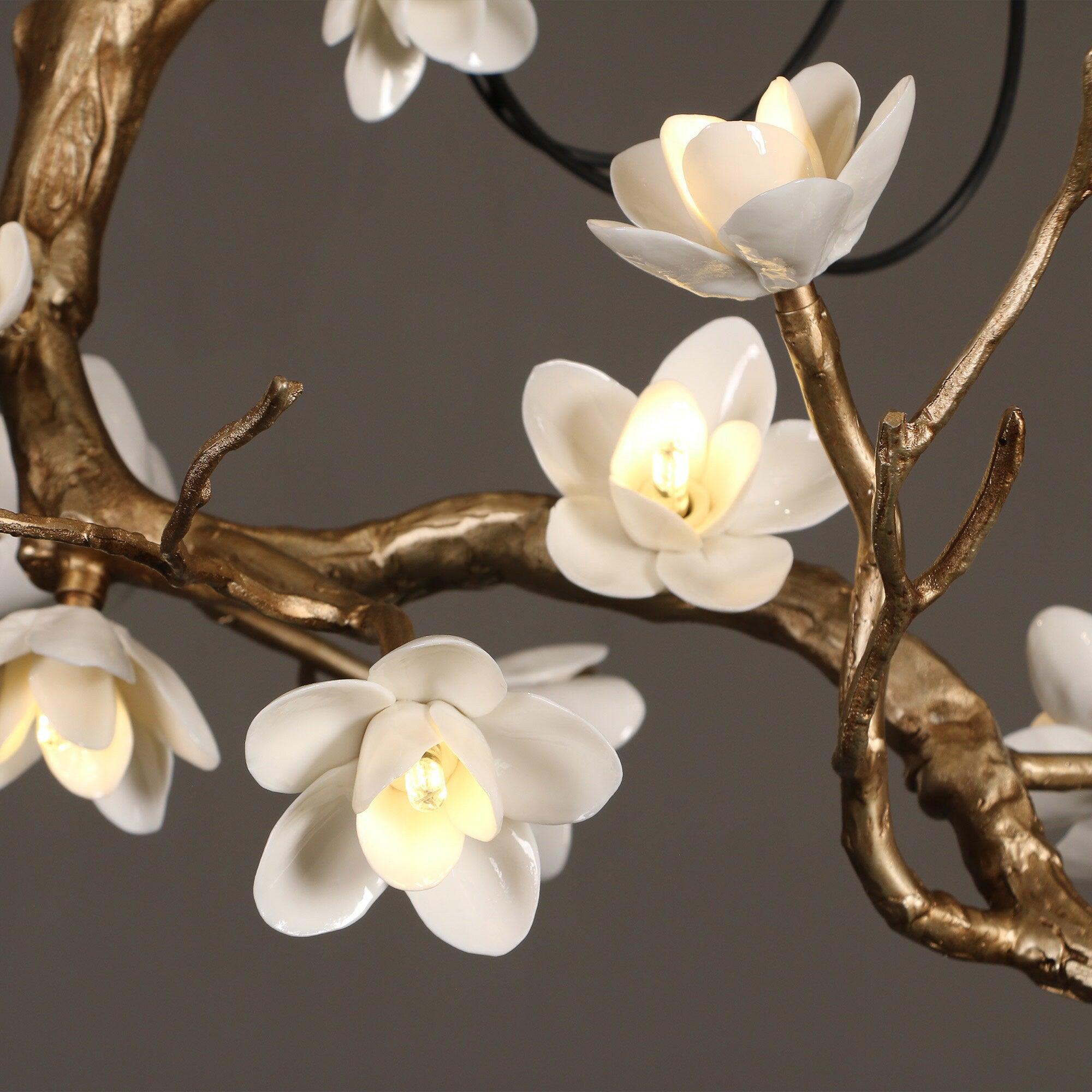 Solenira Chandelier Brass Flower Branch Natural