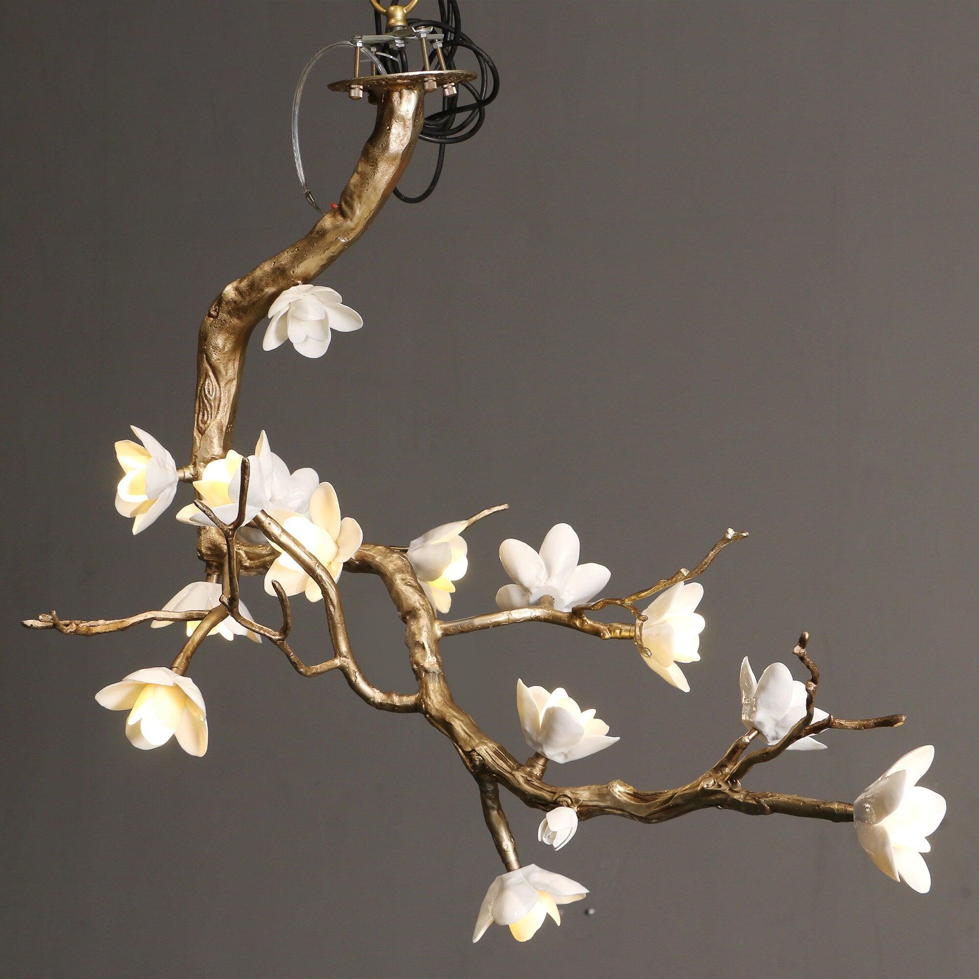 Solenira Chandelier Brass Flower Branch Natural