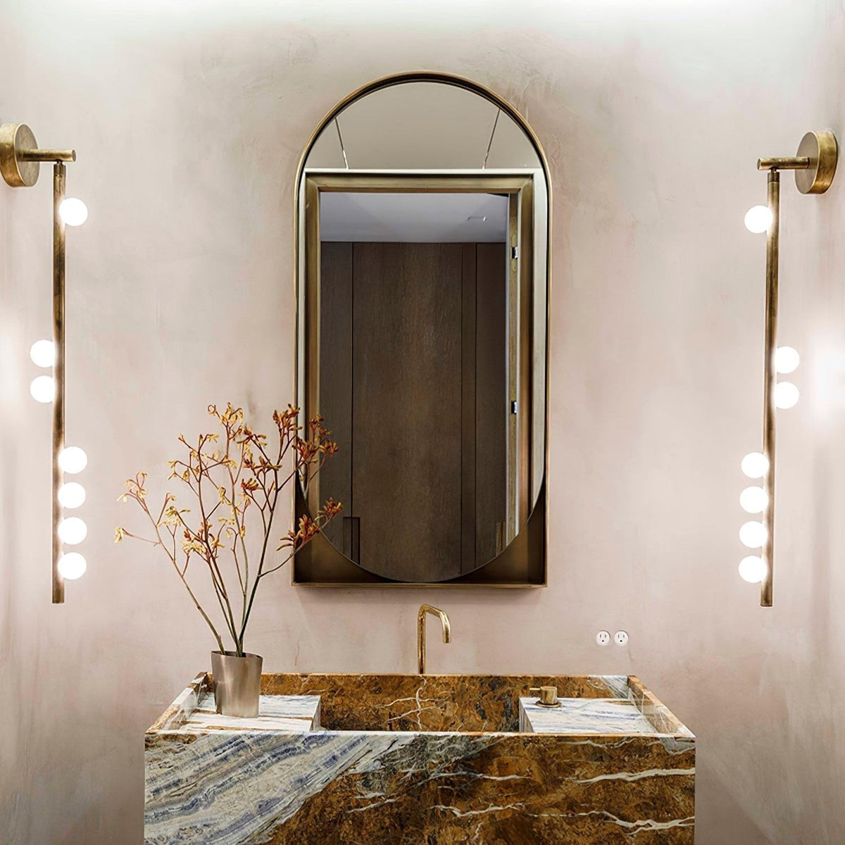 Pamela Tube Plug-in Brass Glass Wall Lamp