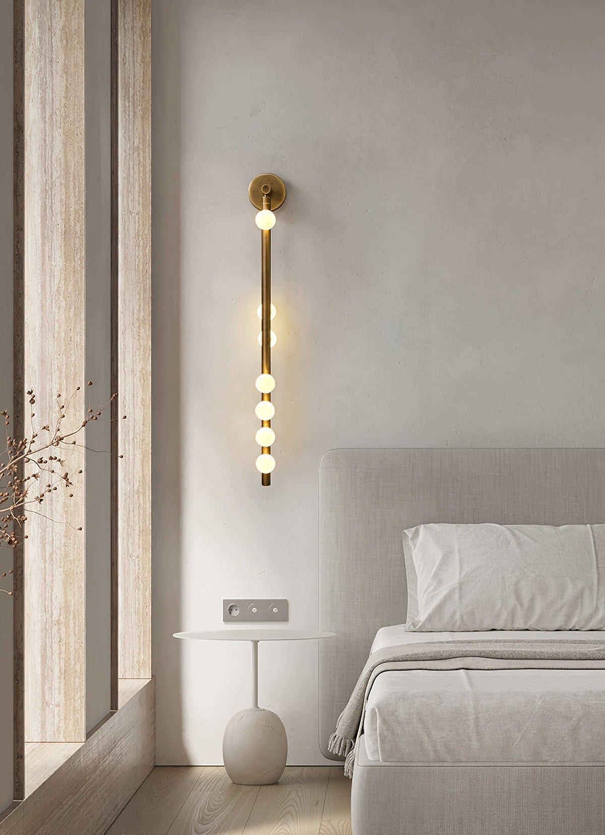 Rory Modern Minimalist Tube Brass Glass Wall Lamp