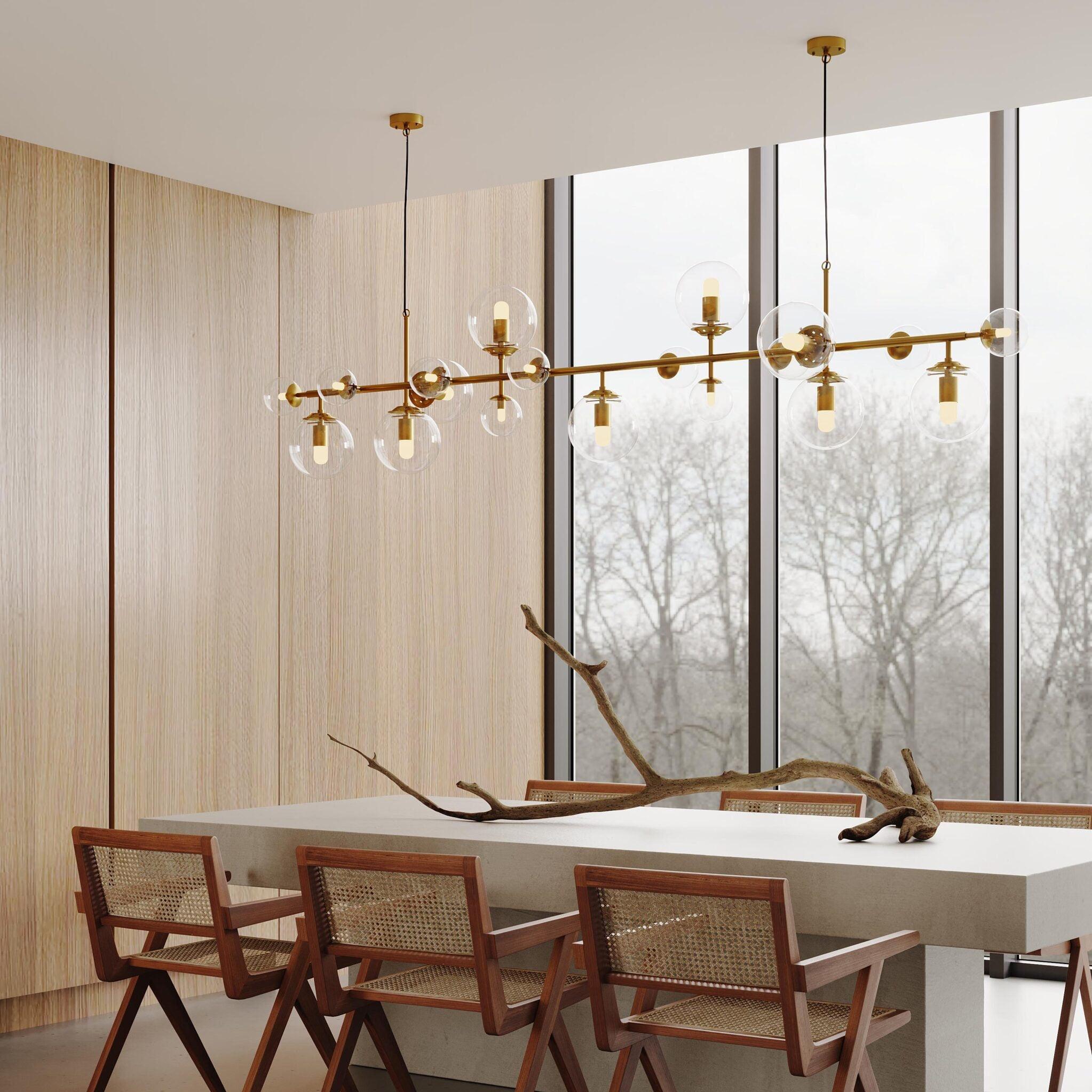 Velaena Chandelier Brass Glass Globe