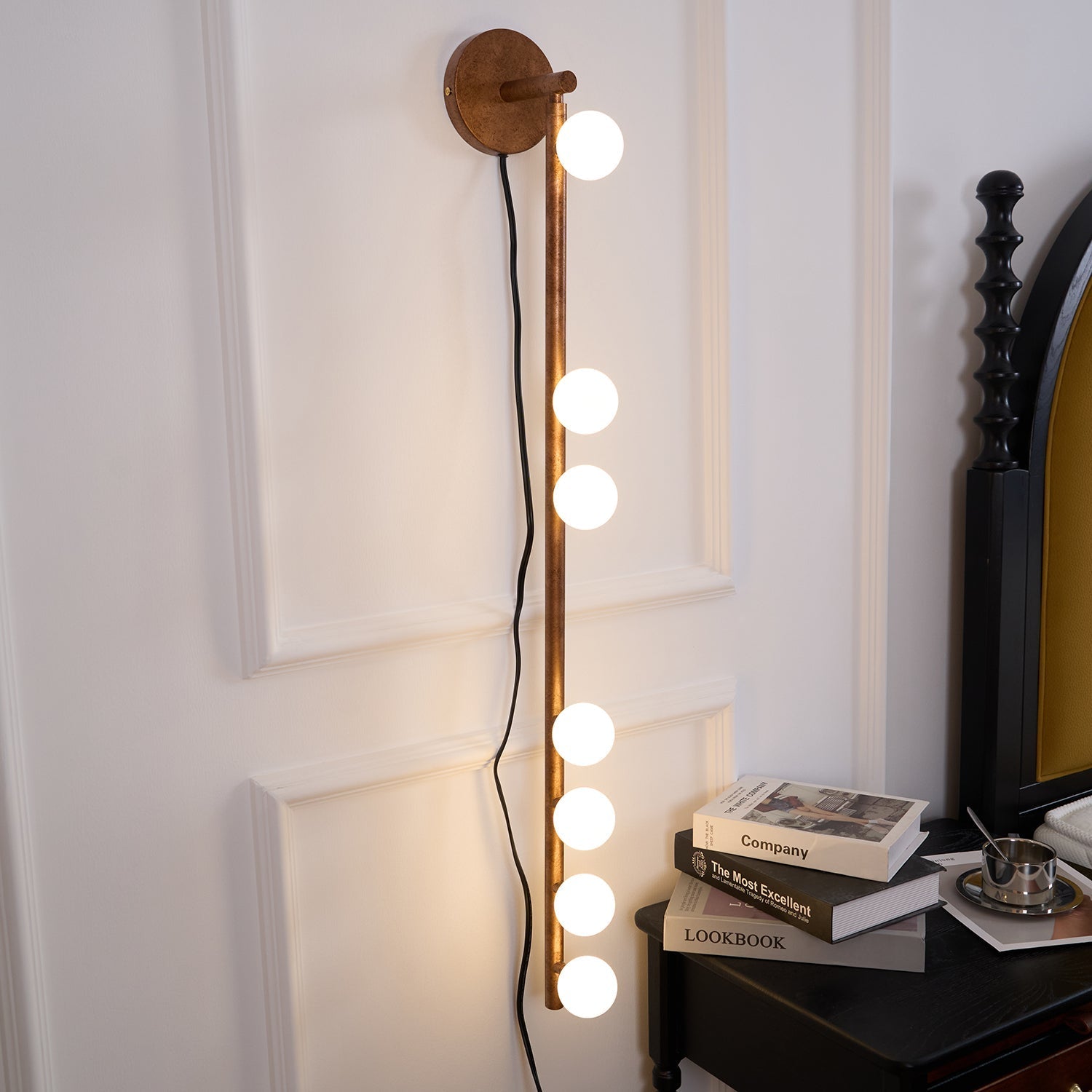 Pamela Tube Plug-in Brass Glass Wall Lamp