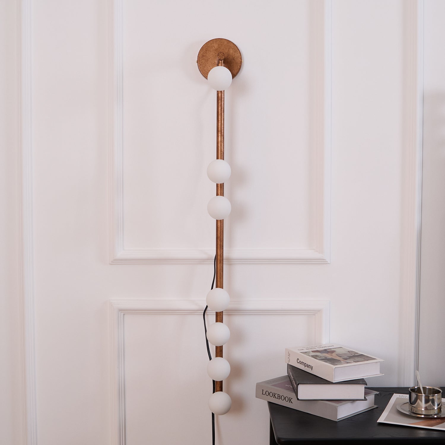Pamela Tube Plug-in Brass Glass Wall Lamp