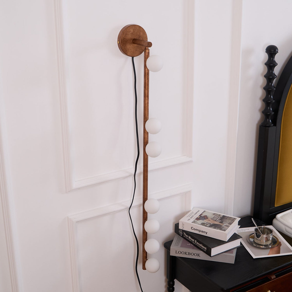 Pamela Tube Plug-in Brass Glass Wall Lamp