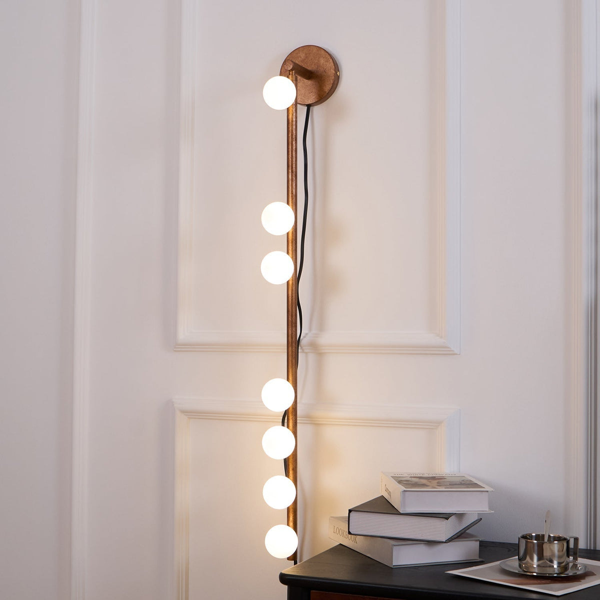 Pamela Tube Plug-in Brass Glass Wall Lamp