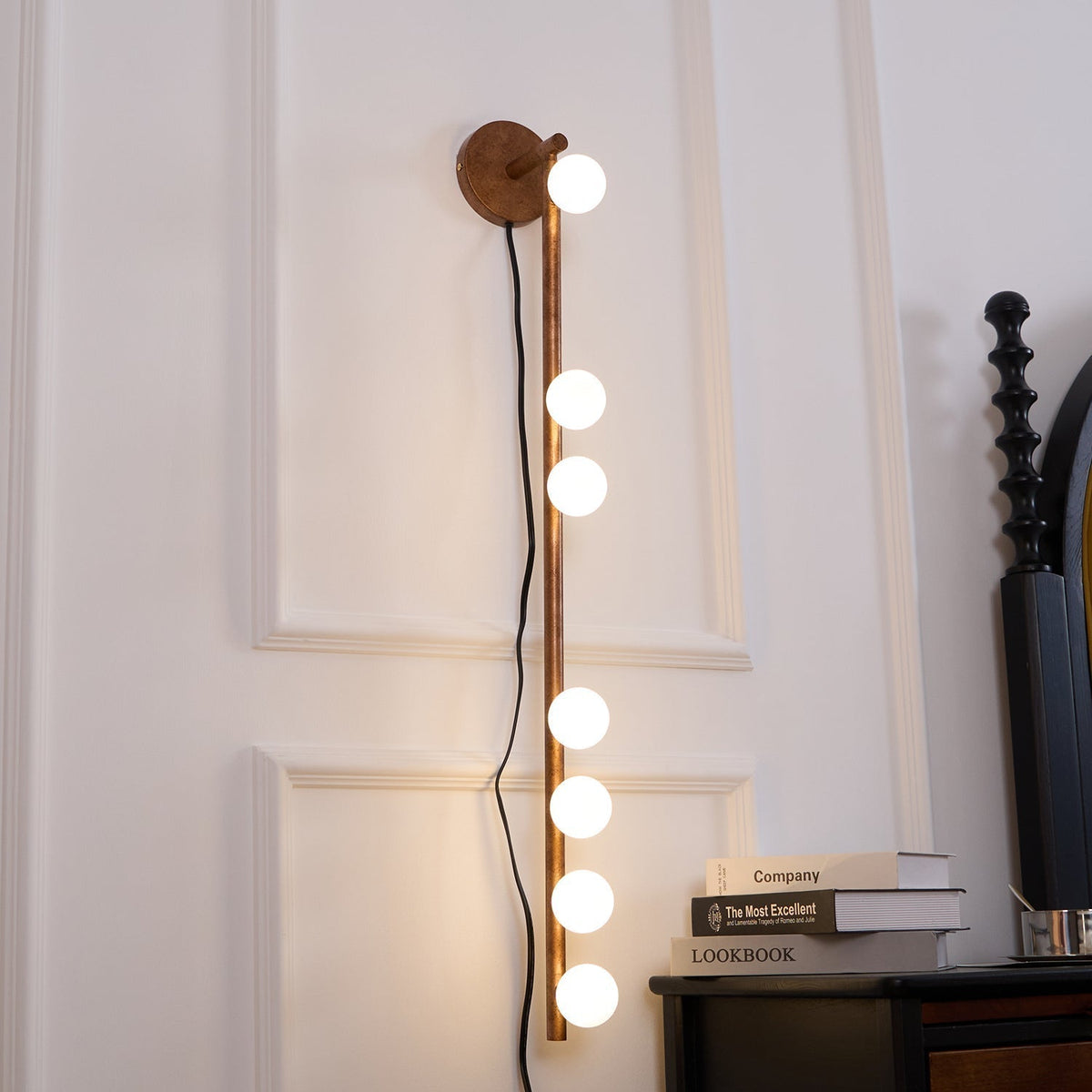 Pamela Tube Plug-in Brass Glass Wall Lamp