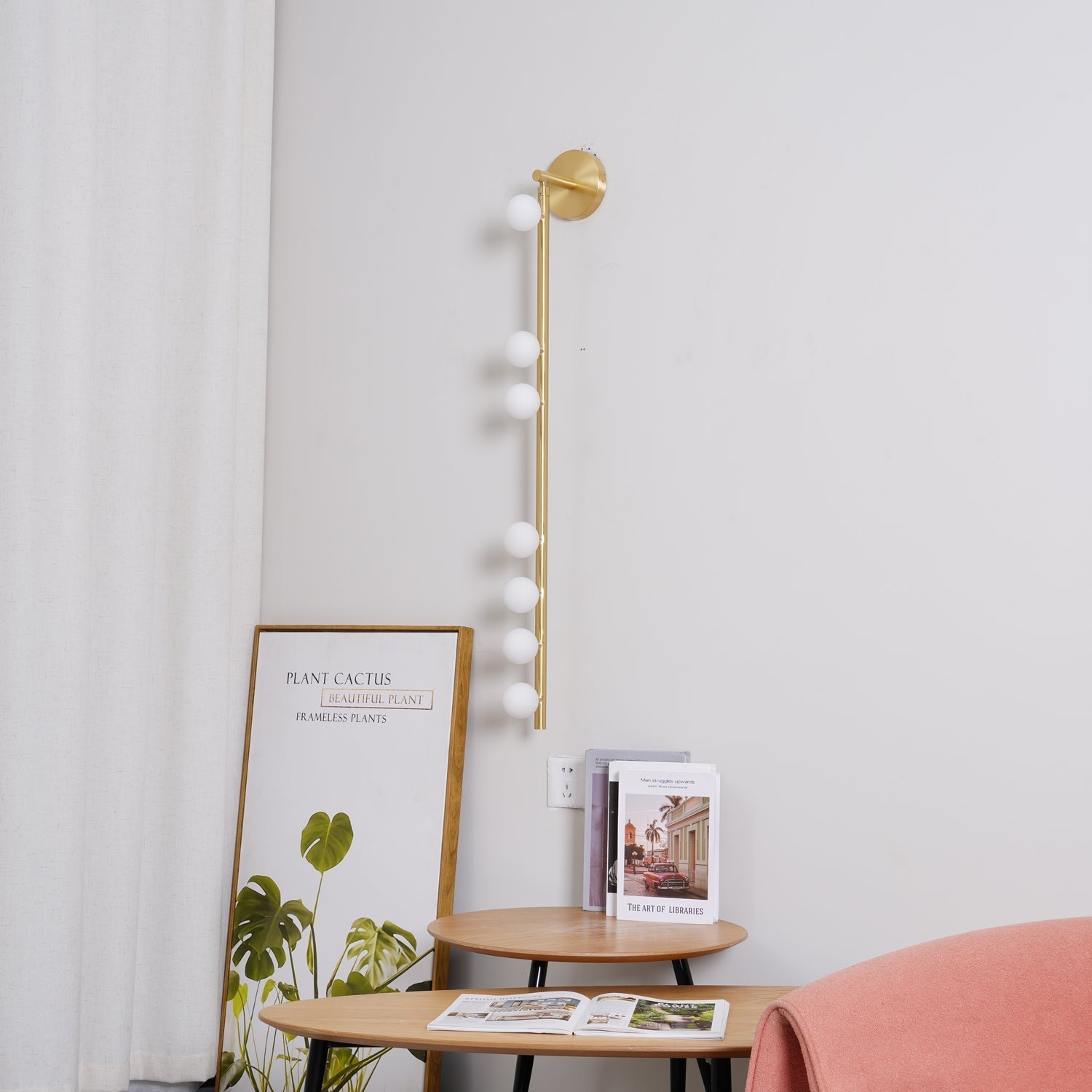 Rory Modern Minimalist Tube Brass Glass Wall Lamp - Neutral Decor