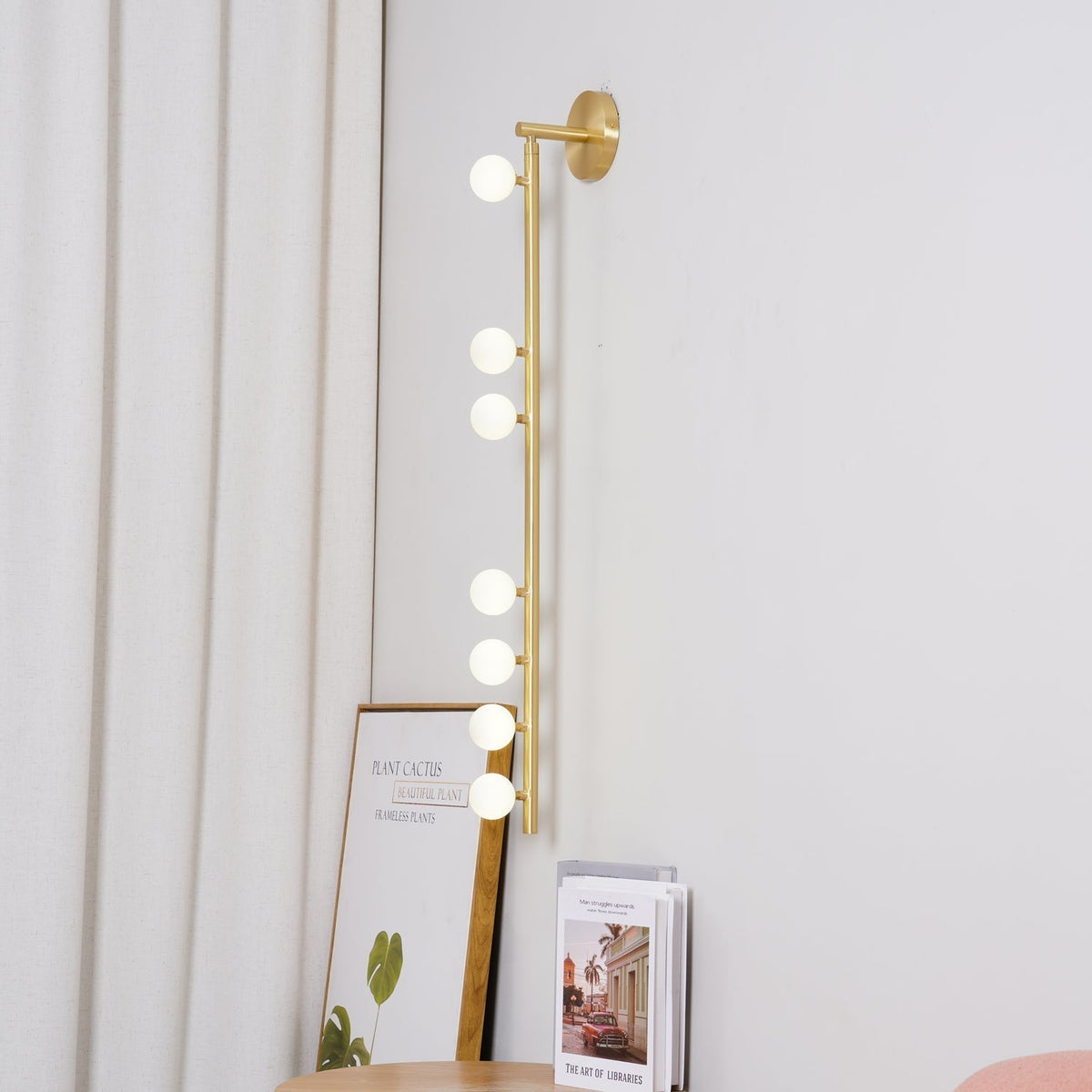 Pamela Tube Plug-in Brass Glass Wall Lamp