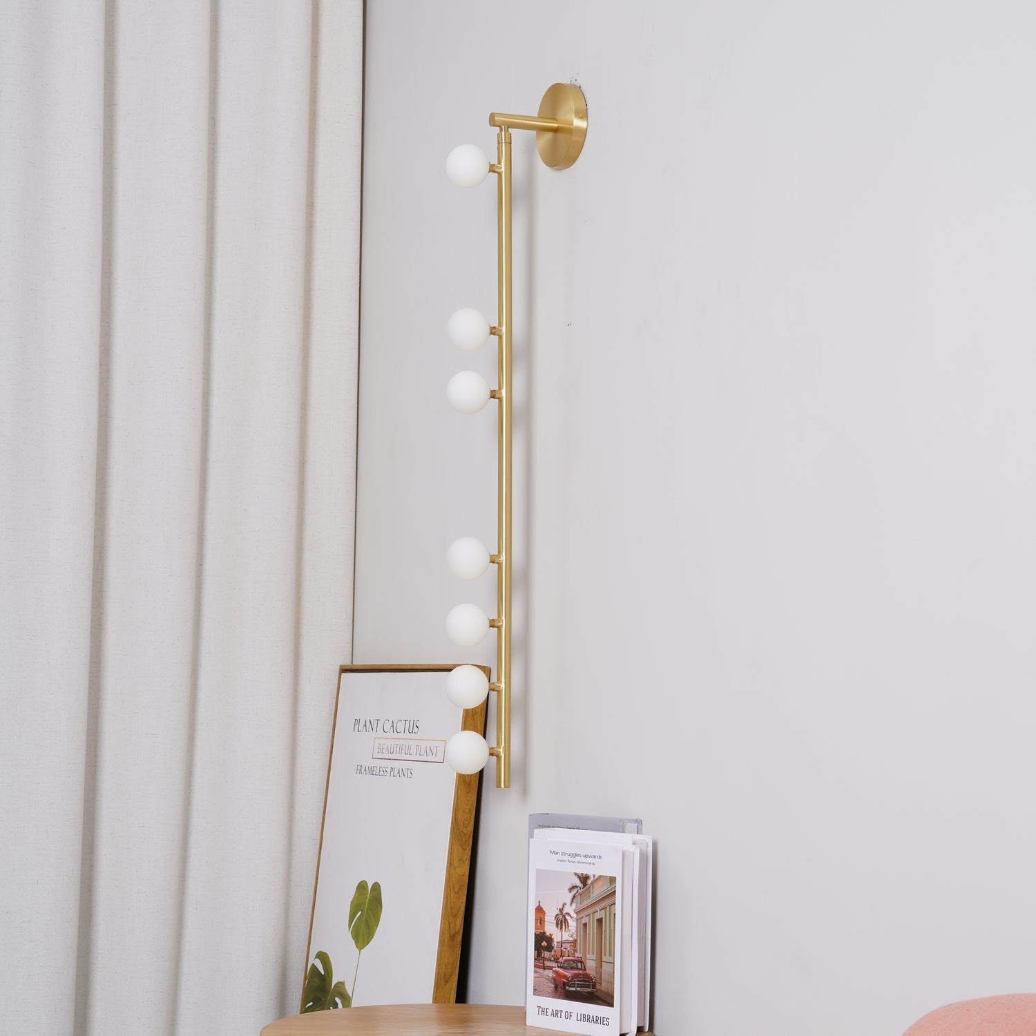 Pamela Tube Plug-in Brass Glass Wall Lamp