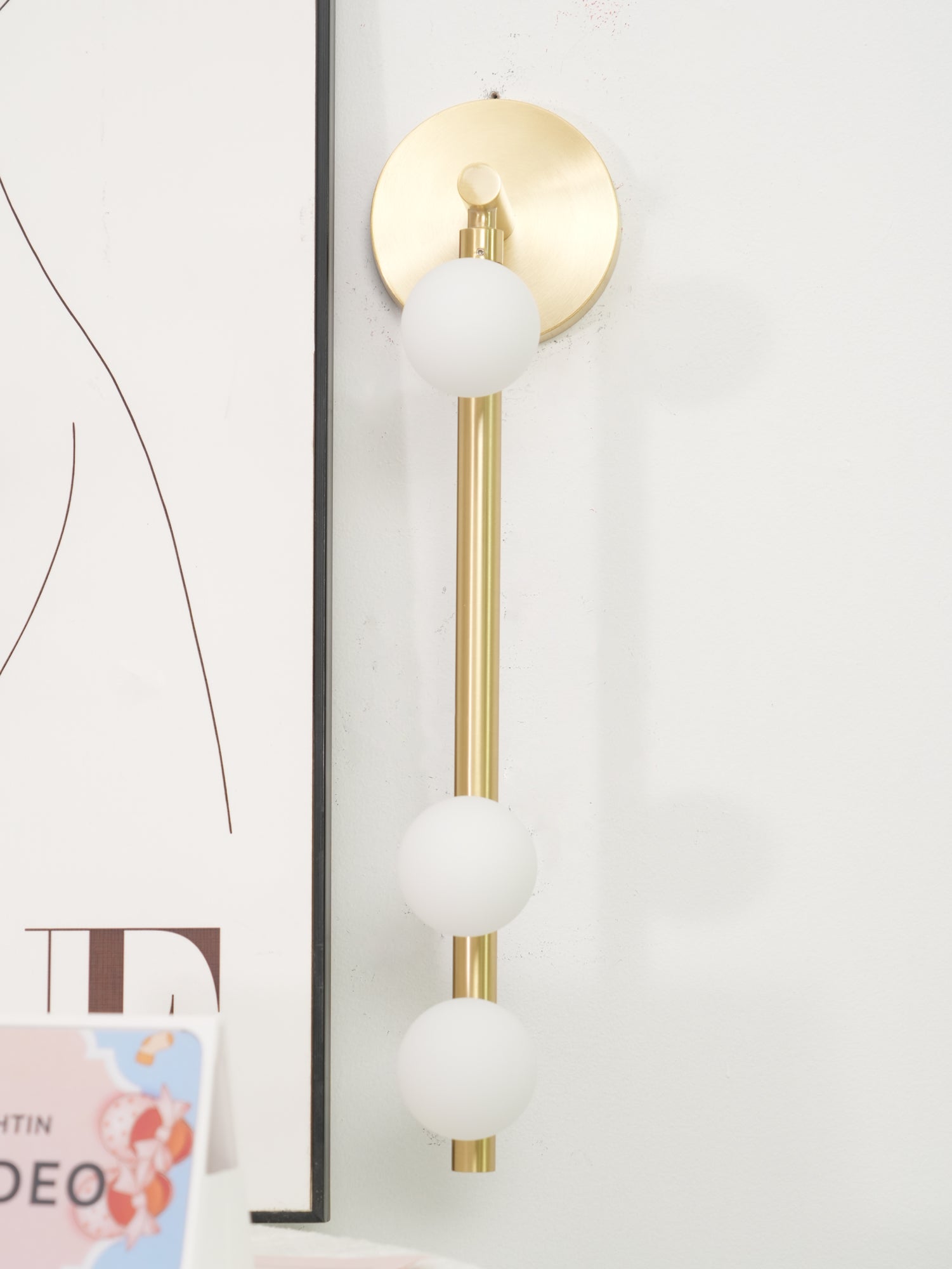Rory Modern Minimalist Tube Brass Glass Wall Lamp