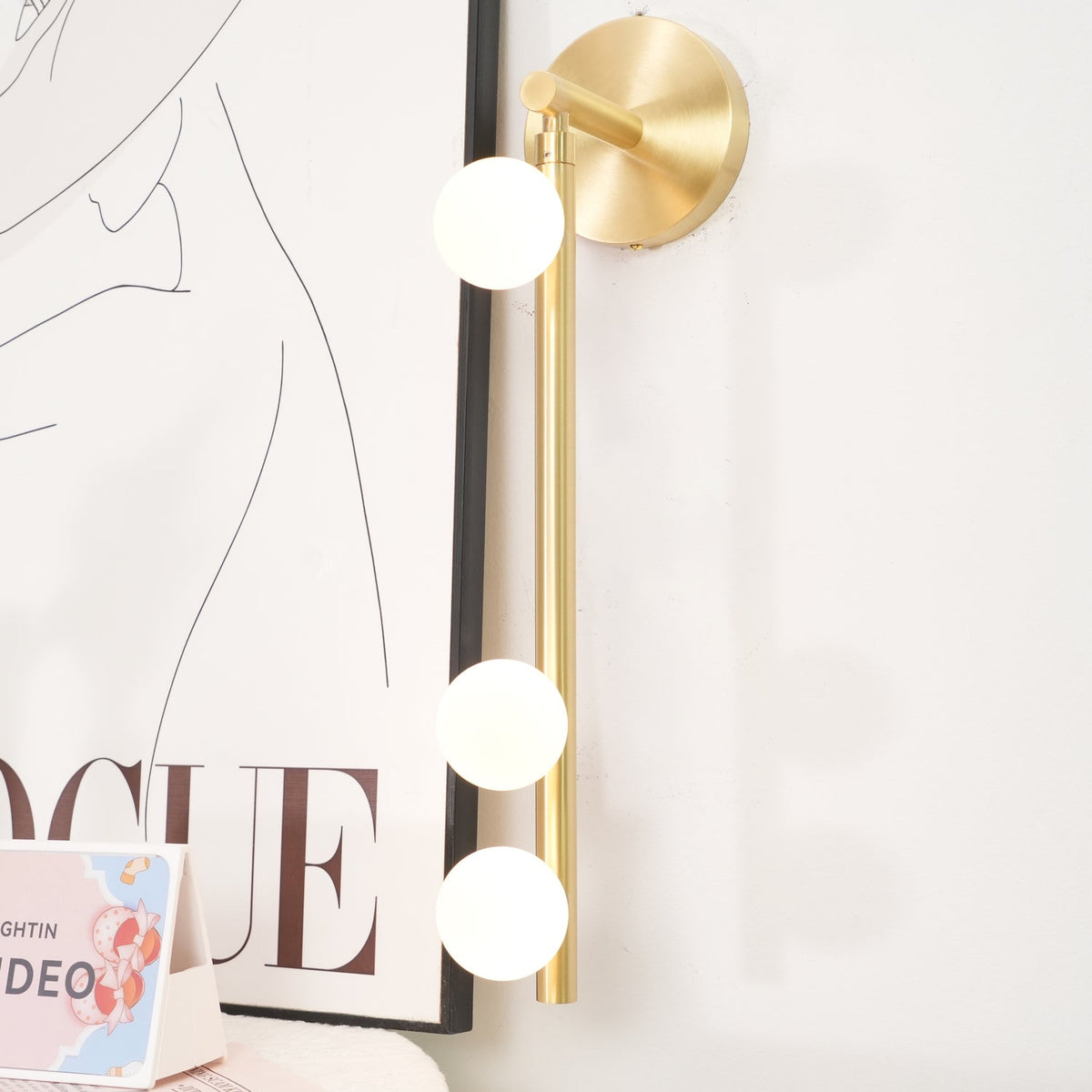 Rory Modern Minimalist Tube Brass Glass Wall Lamp
