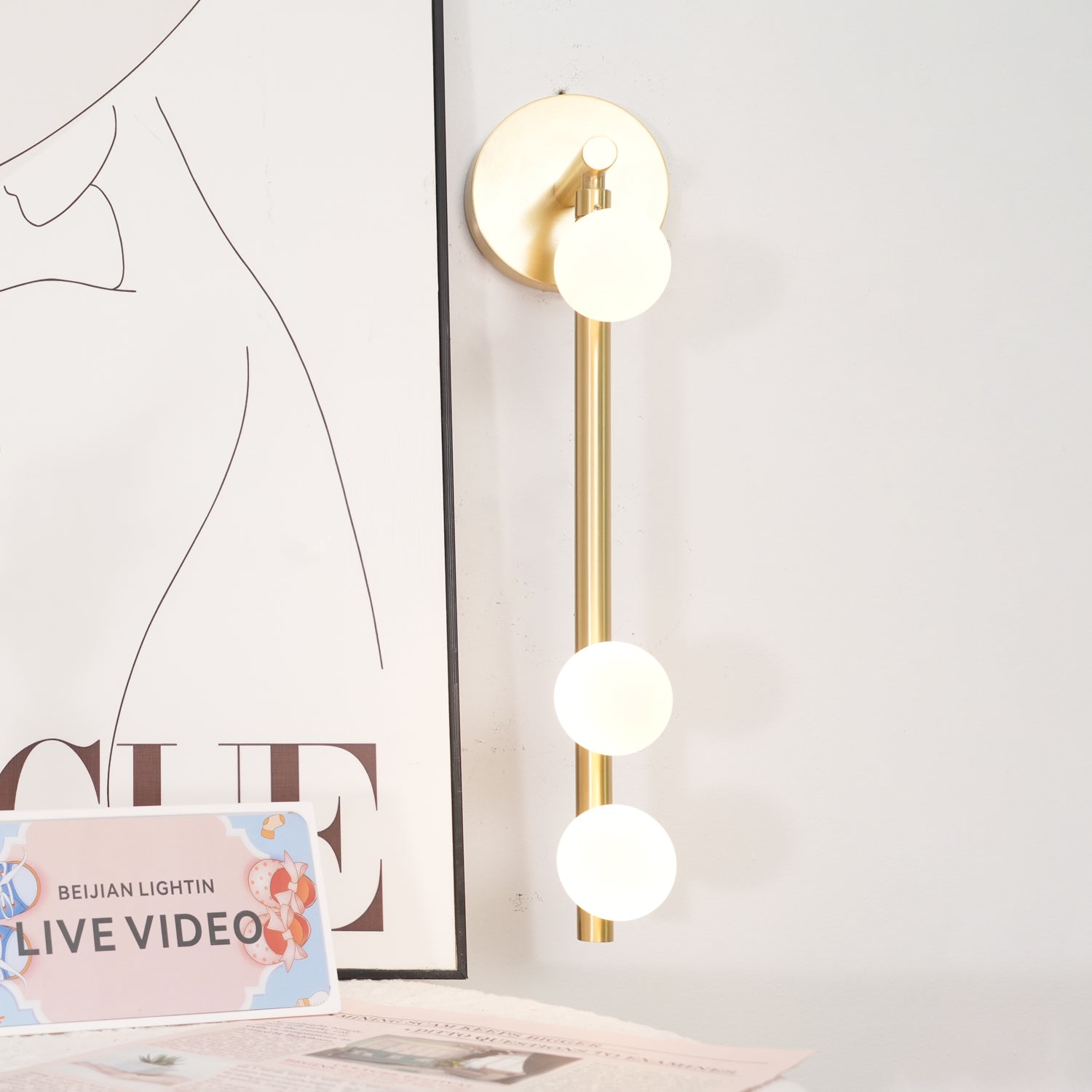 Rory Modern Minimalist Tube Brass Glass Wall Lamp