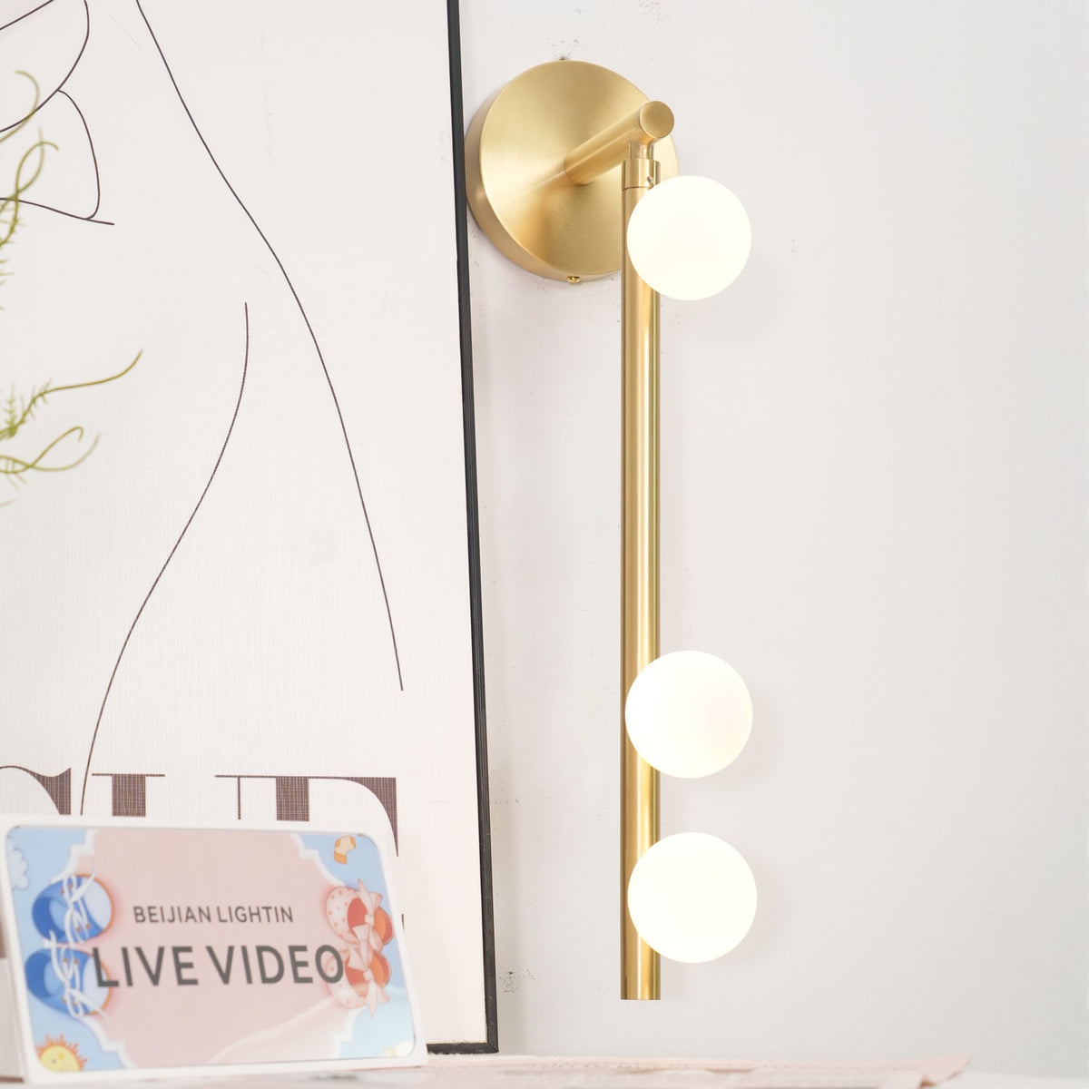 Pamela Tube Plug-in Brass Glass Wall Lamp