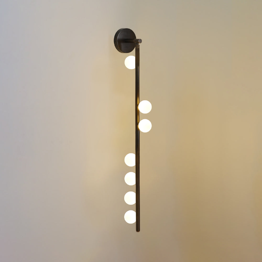 Rory Modern Minimalist Tube Brass Glass Wall Lamp