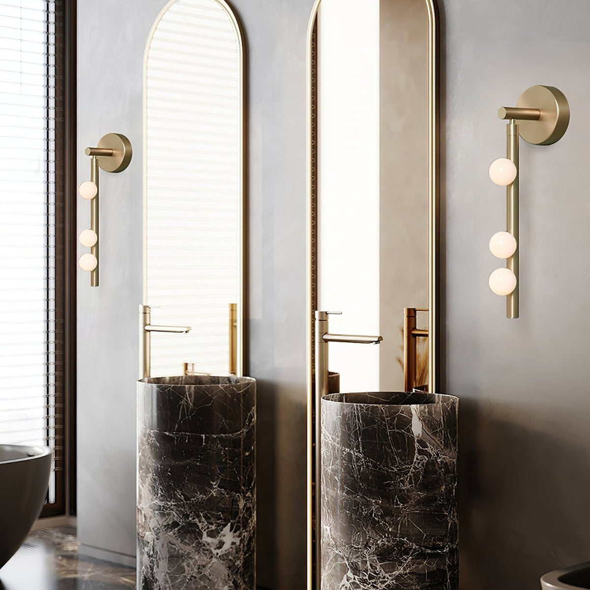 Rory Modern Minimalist Tube Brass Glass Wall Lamp