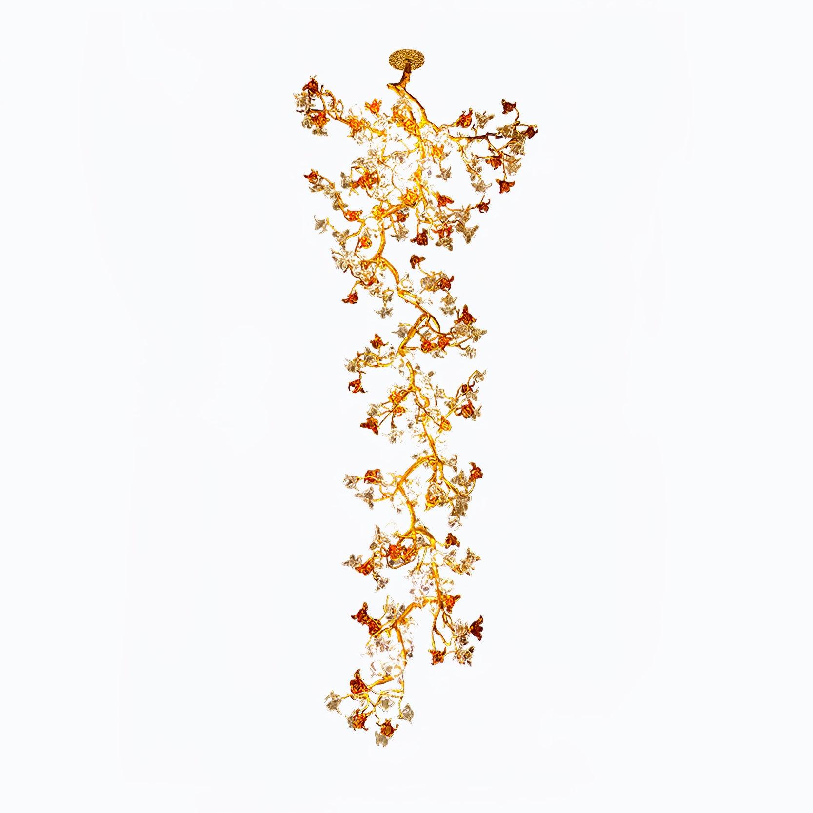 Aare Maple Branch Brass Crystal Chandelier