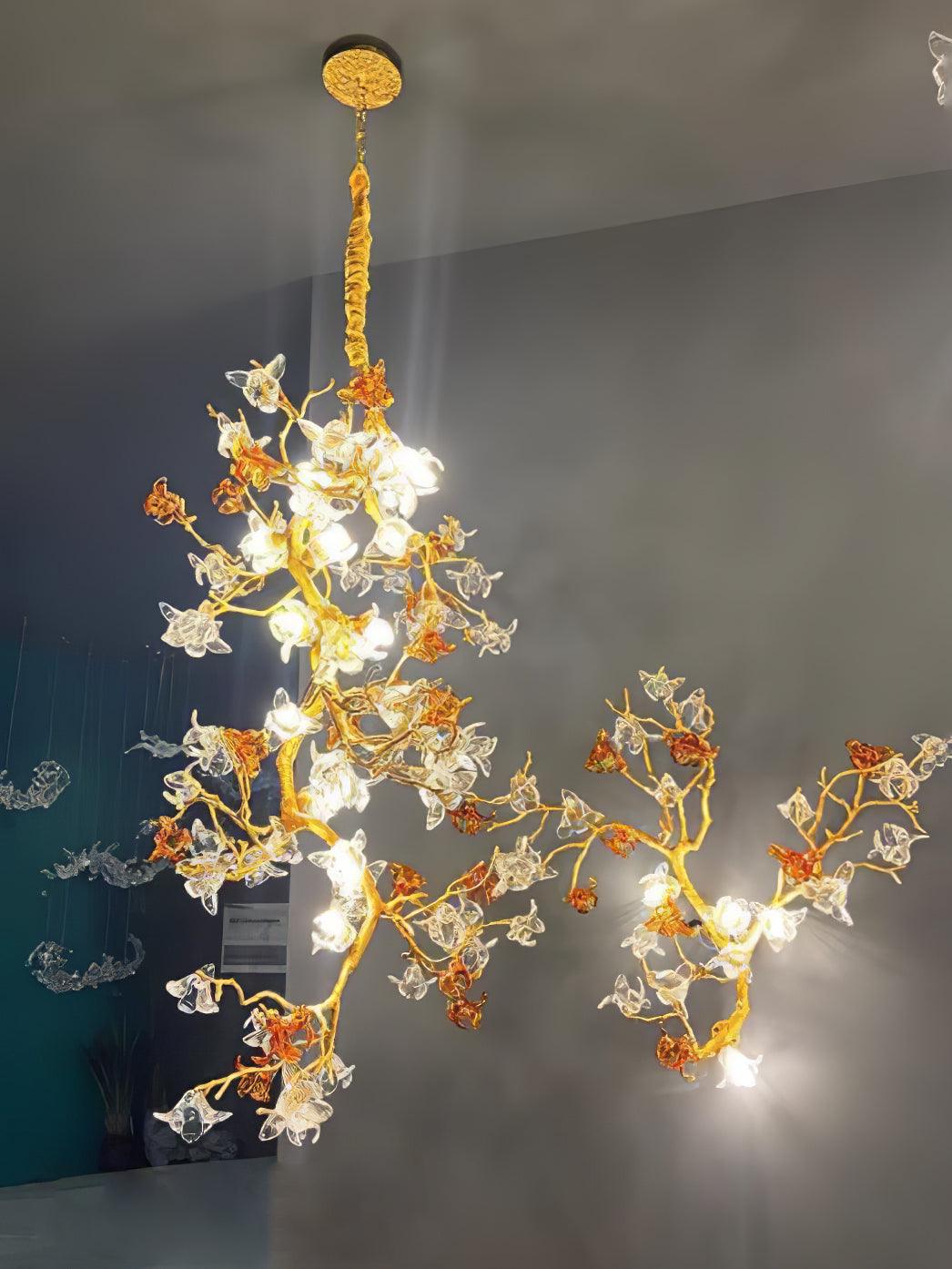 Aare Maple Branch Brass Crystal Chandelier