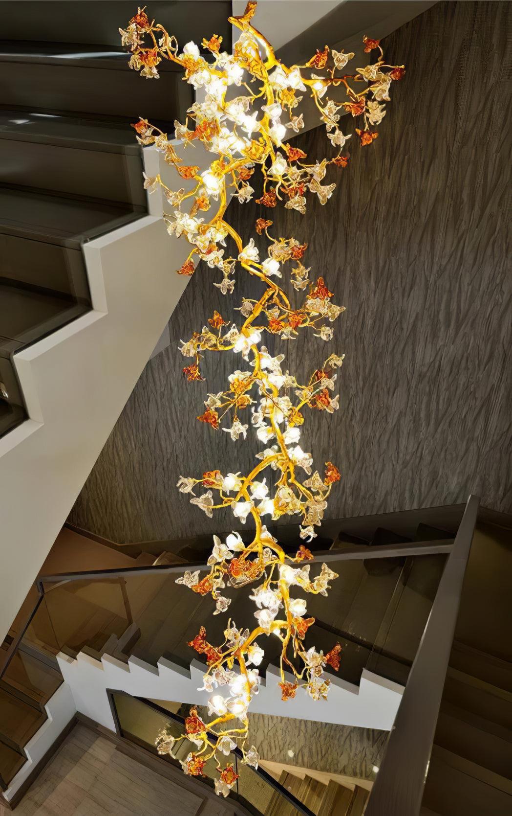 Aare Maple Branch Brass Crystal Chandelier