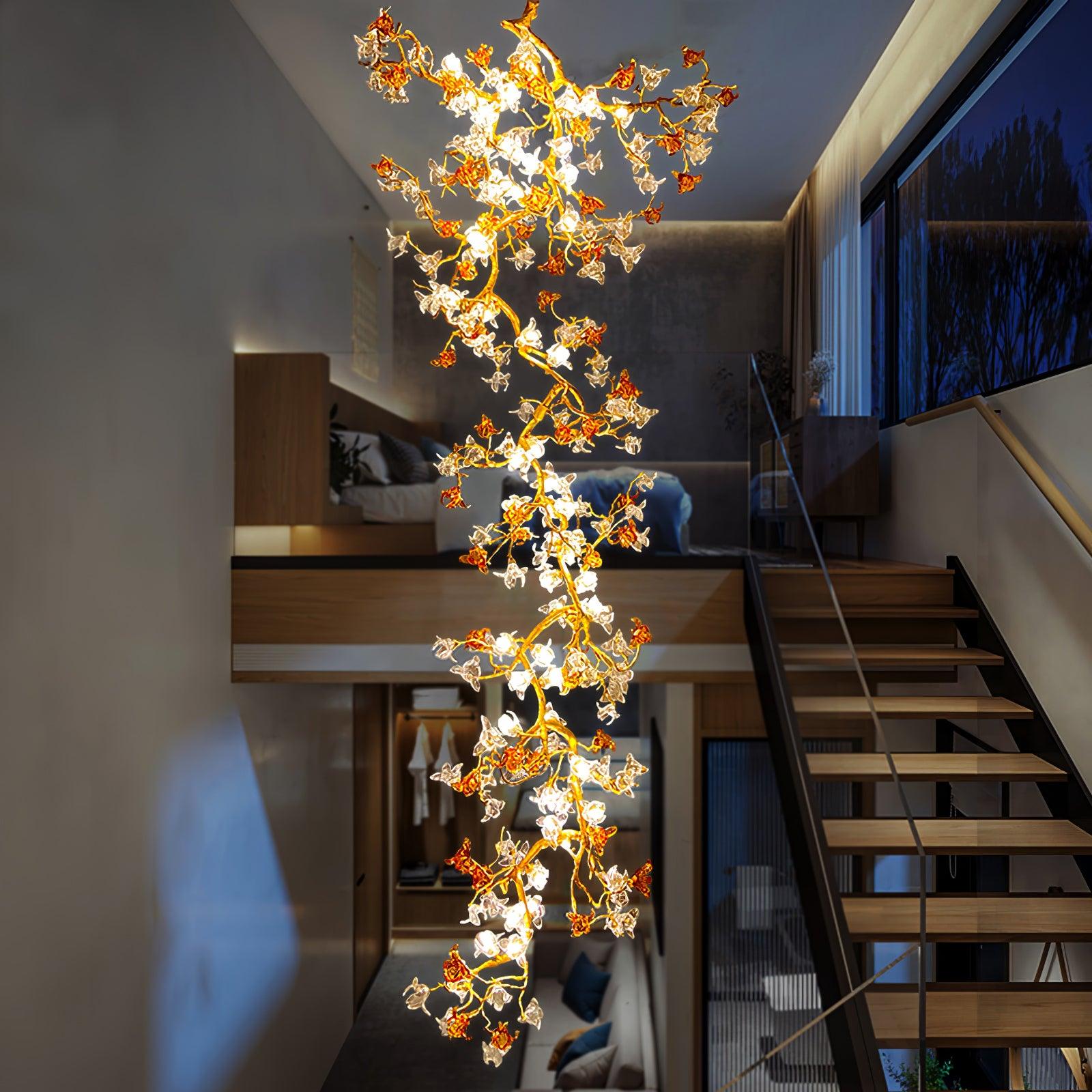Aare Maple Branch Brass Crystal Chandelier