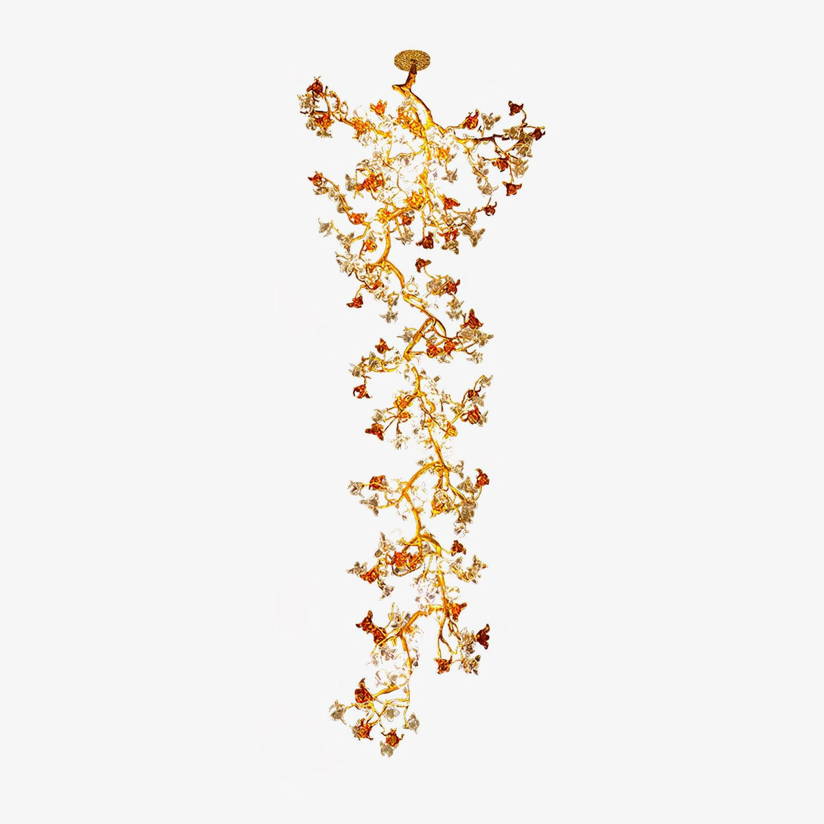 Aare Maple Branch Brass Crystal Chandelier