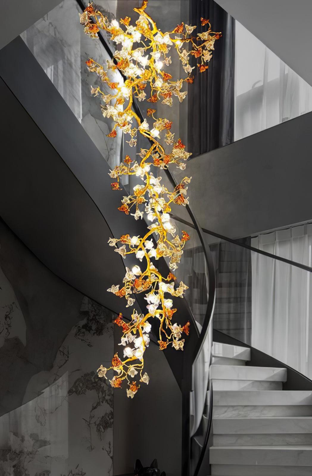 Aare Maple Branch Brass Crystal Chandelier