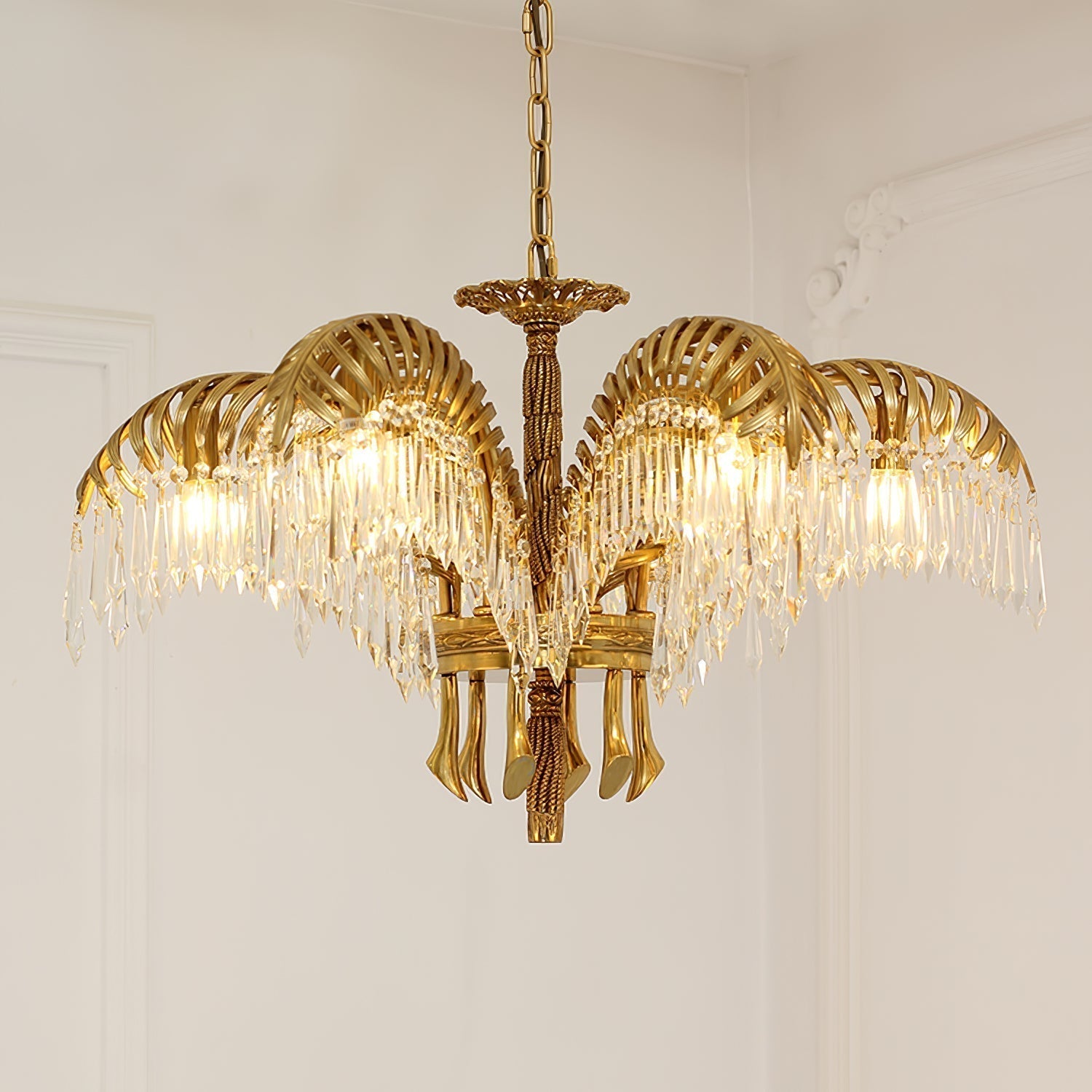 Kilwen Regal Brass Crystal Chandelier