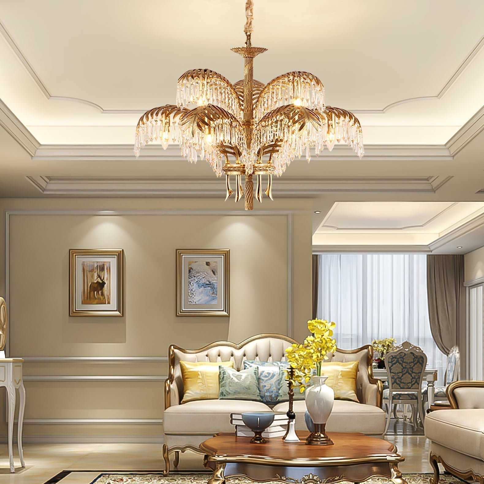 Kilwen Regal Brass Crystal Chandelier