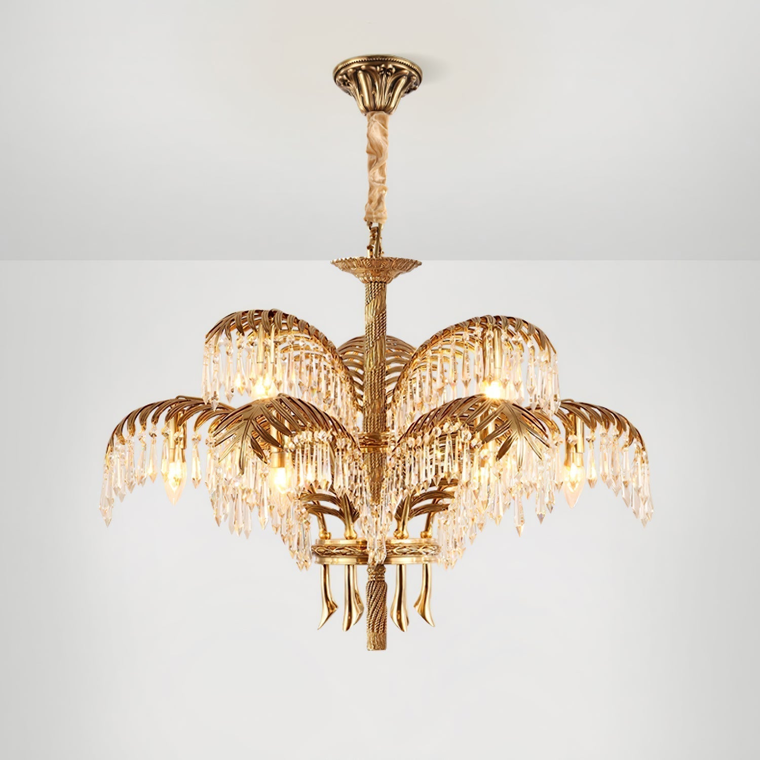 Kilwen Regal Brass Crystal Chandelier