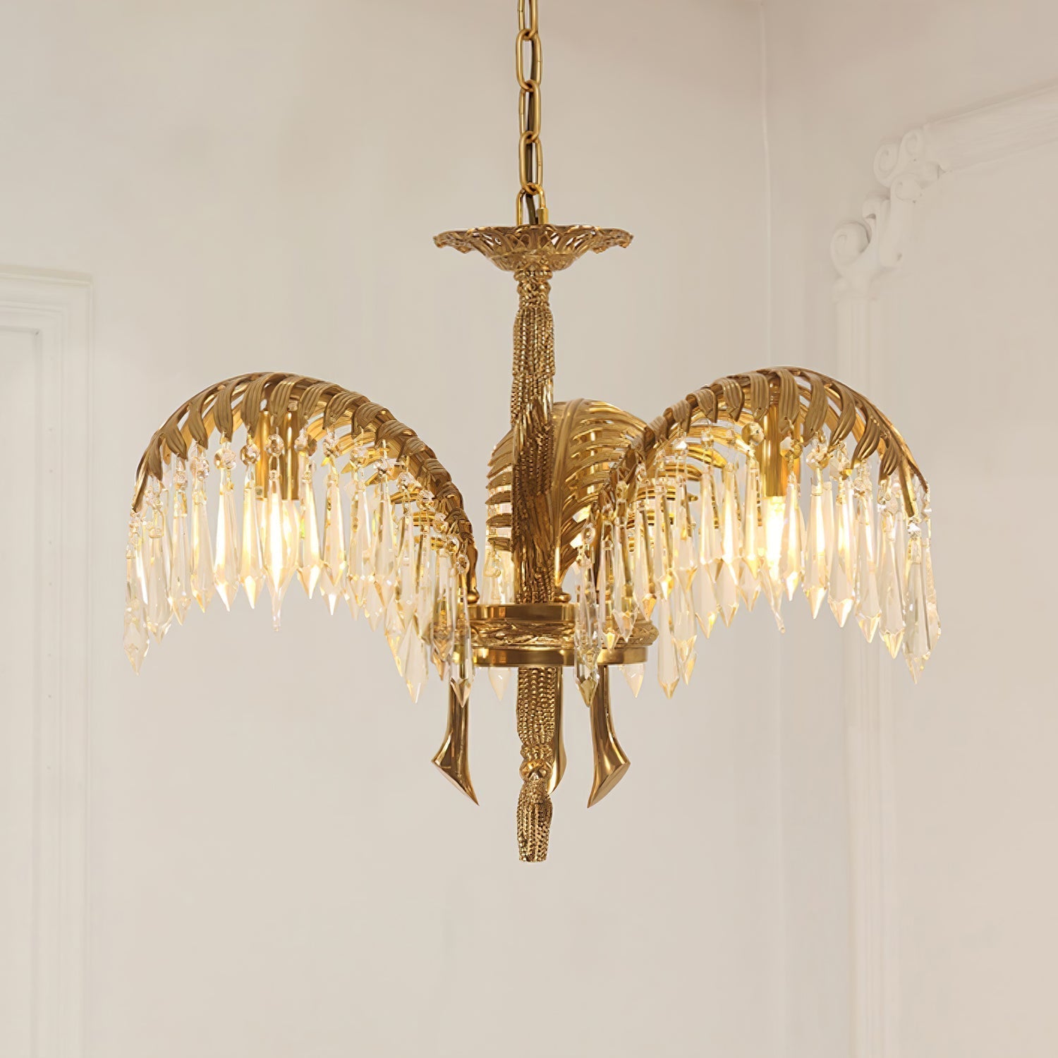 Kilwen Regal Brass Crystal Chandelier