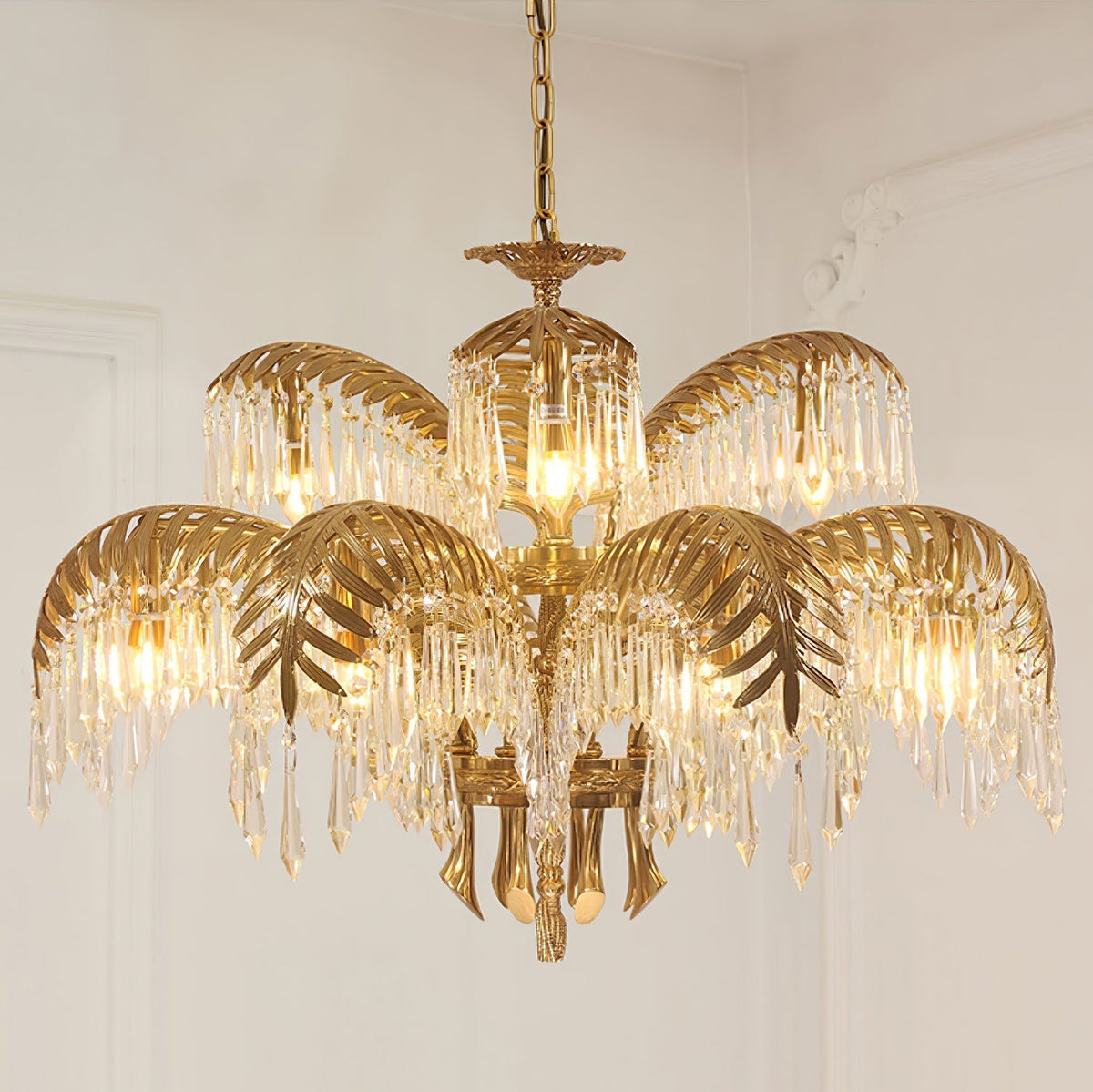 Kilwen Regal Brass Crystal Chandelier