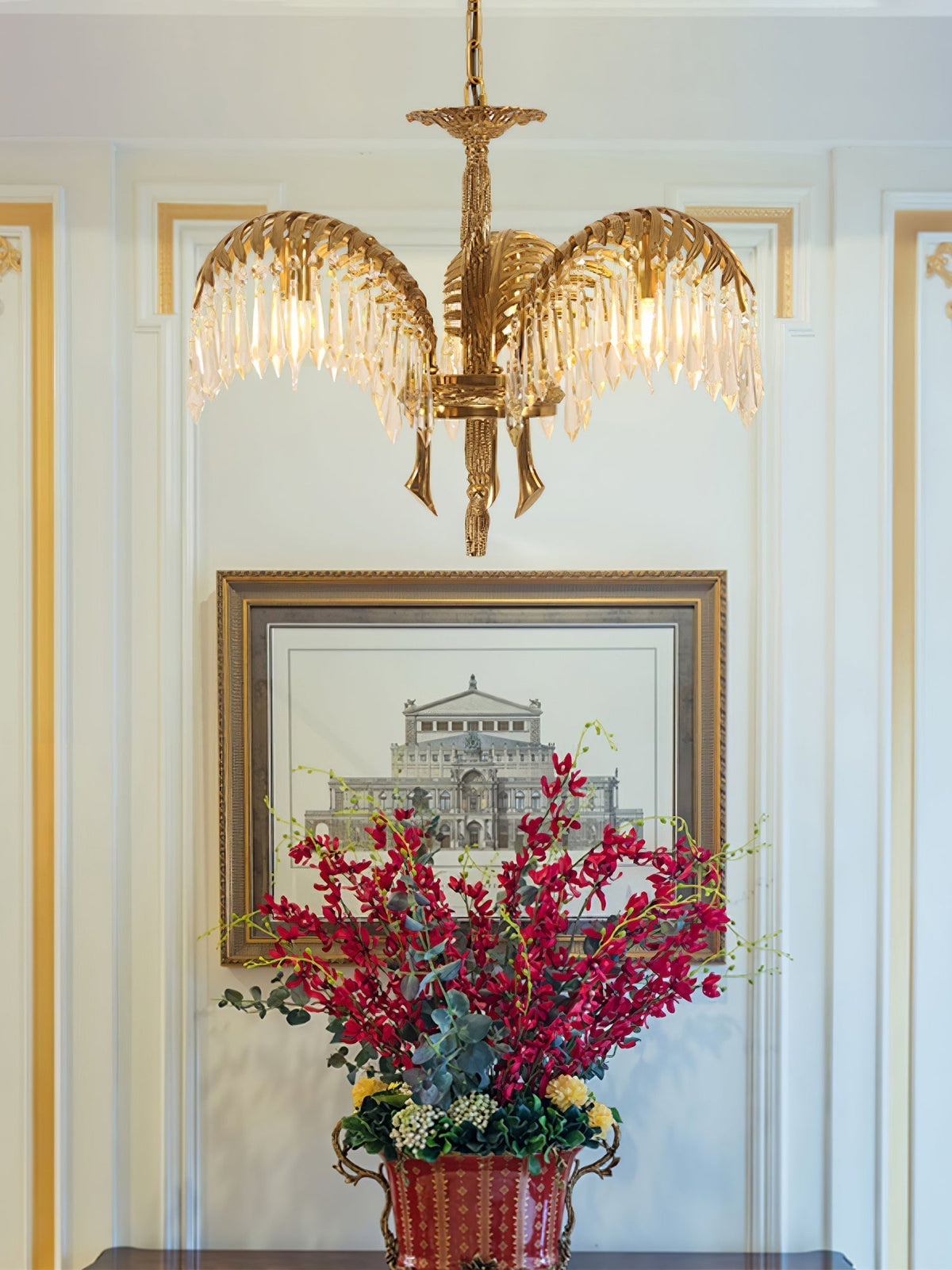 Kilwen Regal Brass Crystal Chandelier