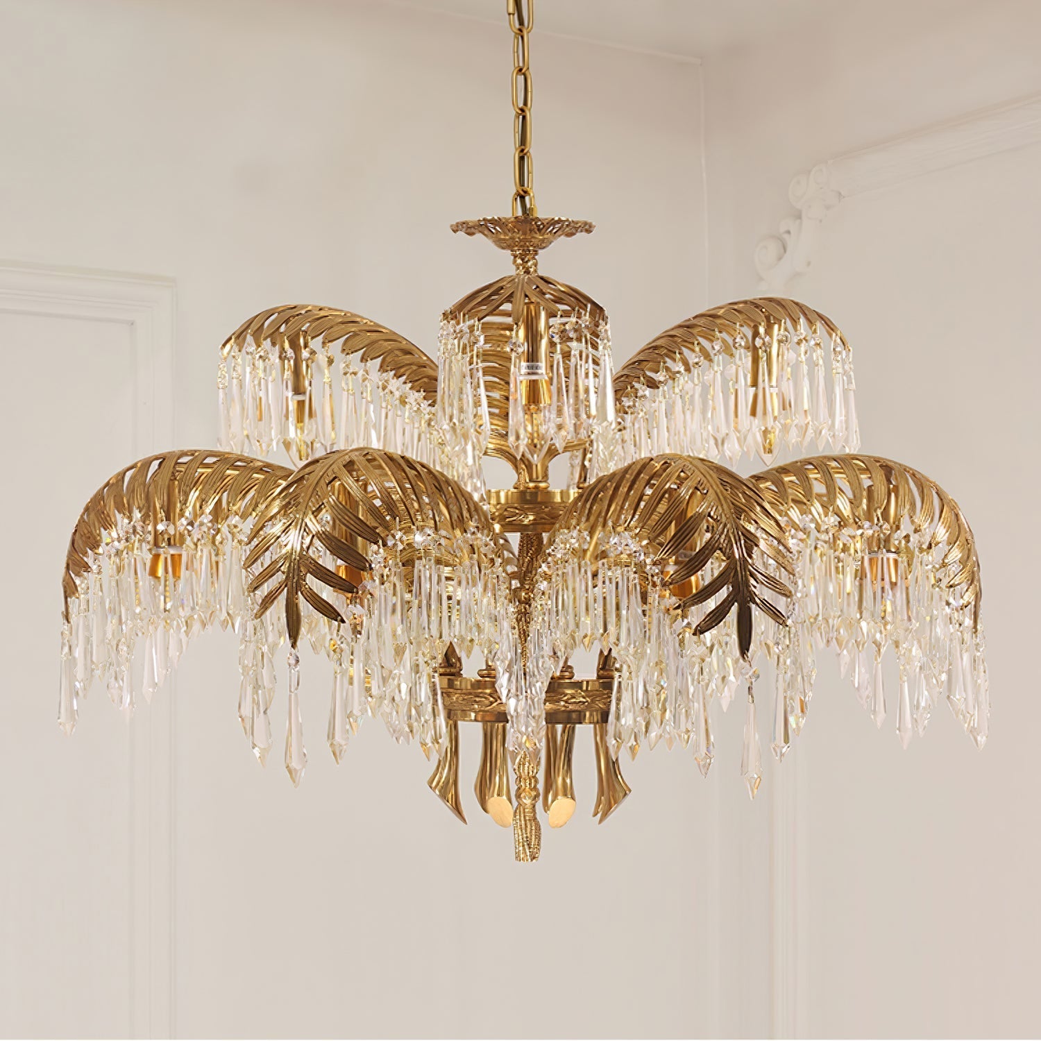 Odoraris Regal Brass Crystal Chandelier - Neutral Decor
