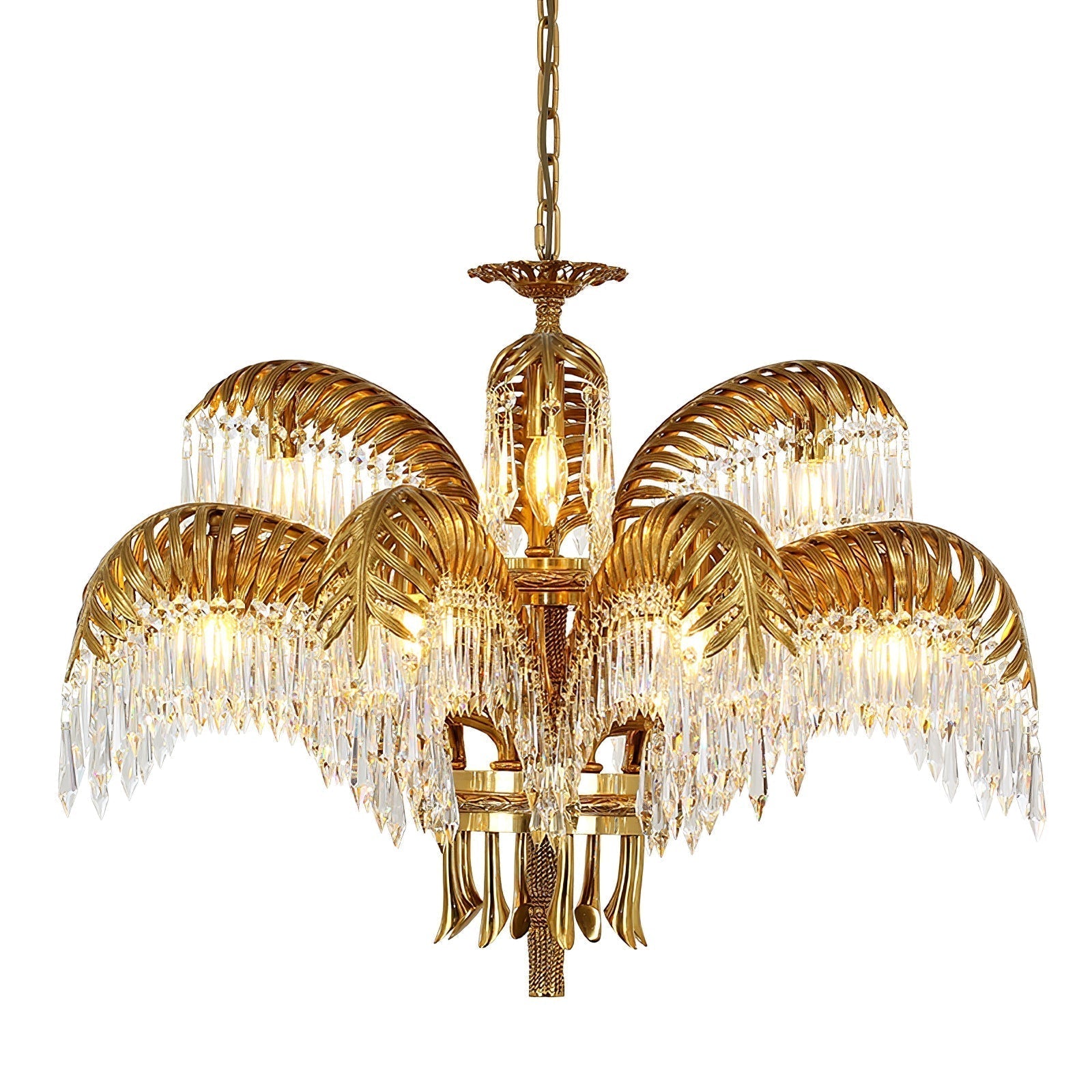 Kilwen Regal Brass Crystal Chandelier