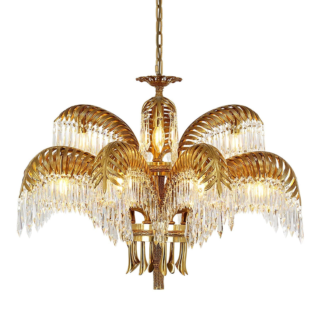 Kilwen Regal Brass Crystal Chandelier