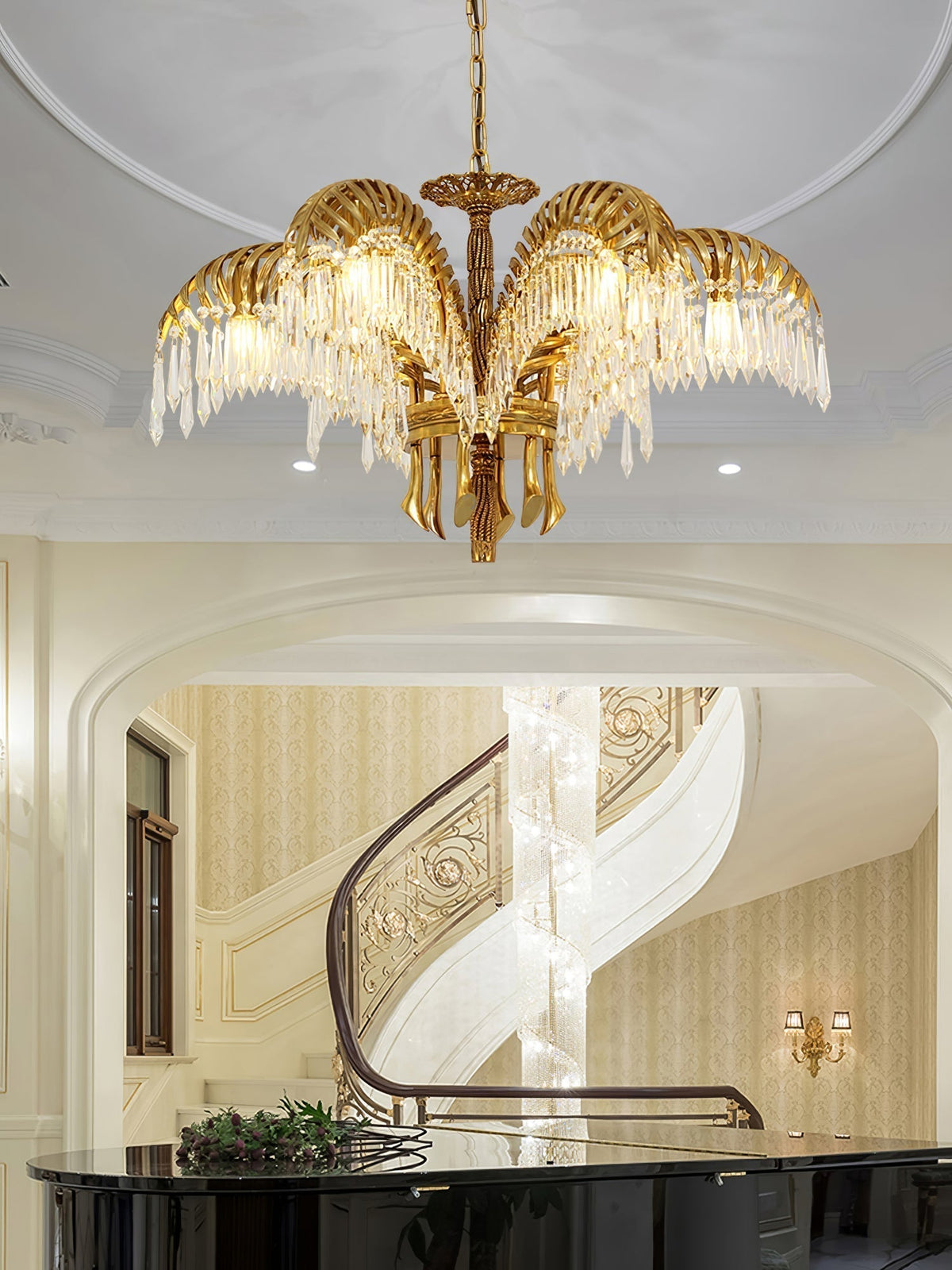 Kilwen Regal Brass Crystal Chandelier
