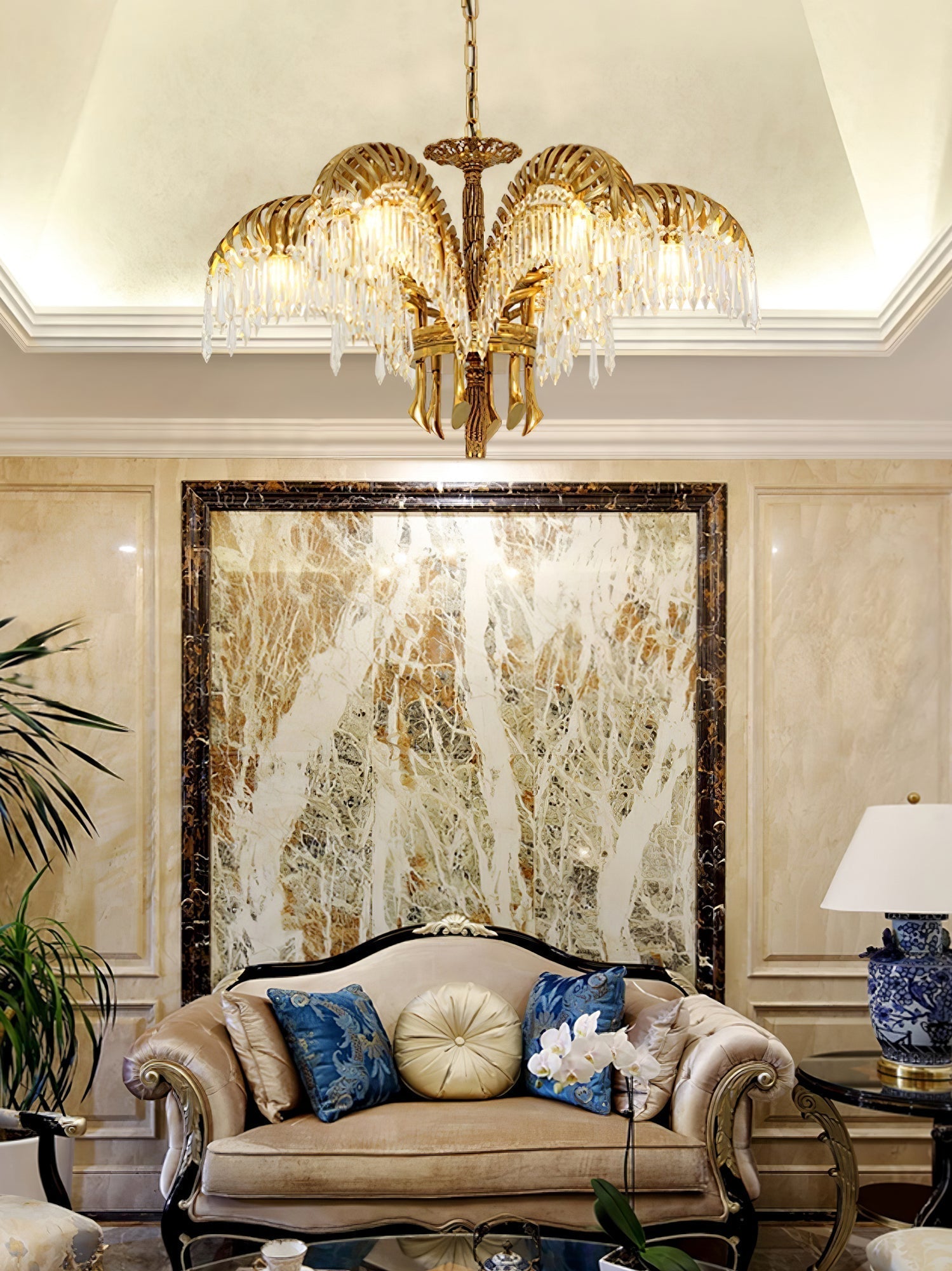 Kilwen Regal Brass Crystal Chandelier