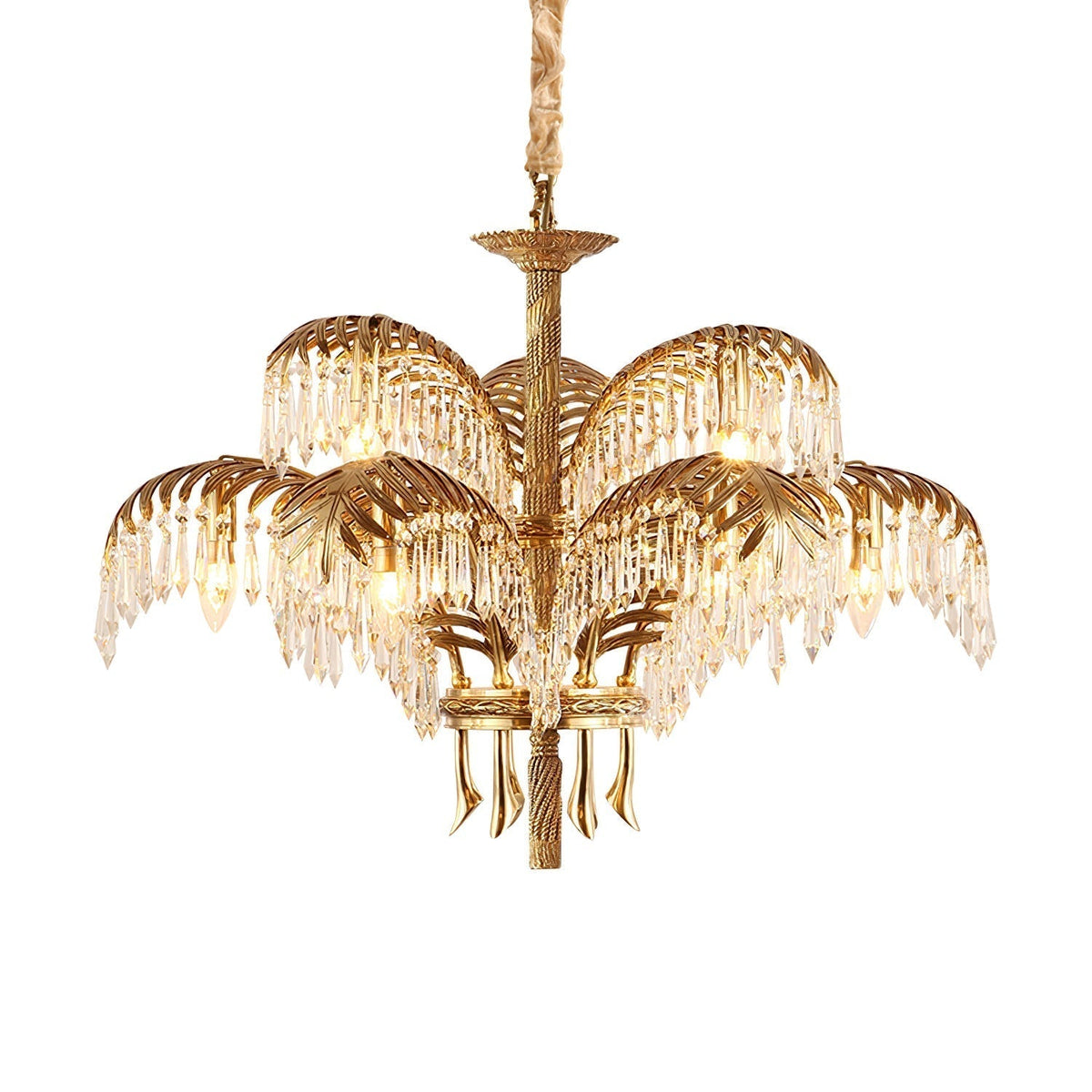 Kilwen Regal Brass Crystal Chandelier