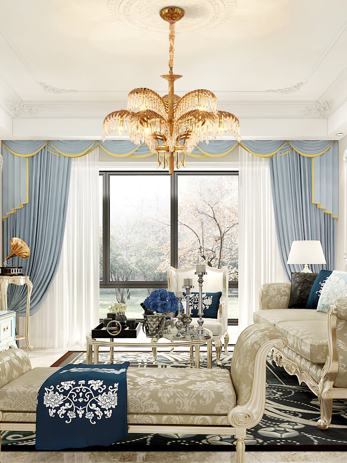 Kilwen Regal Brass Crystal Chandelier