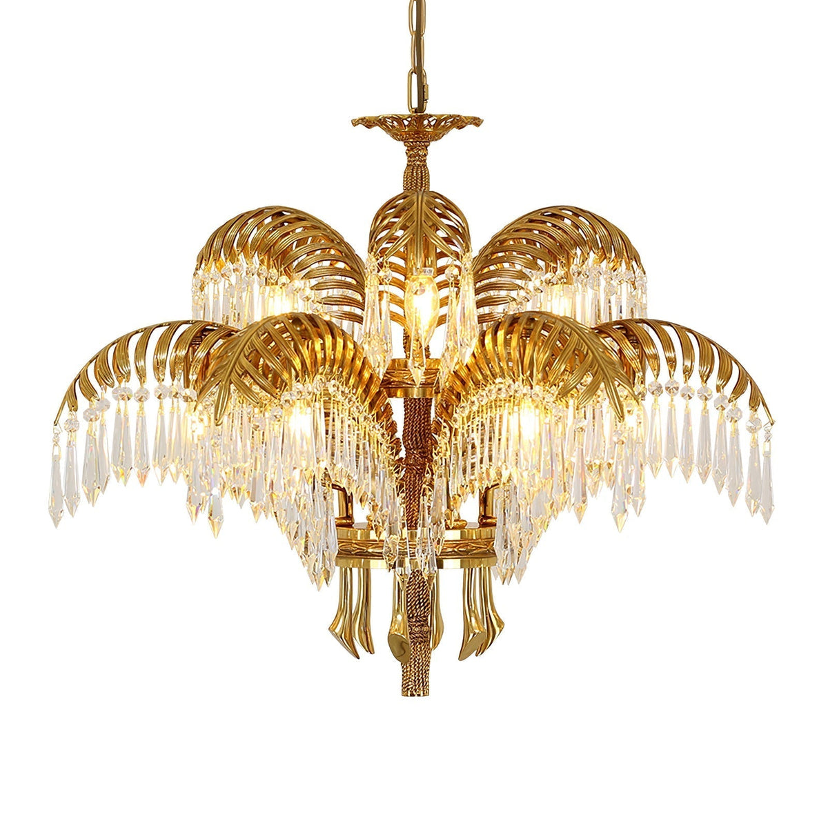 Kilwen Regal Brass Crystal Chandelier
