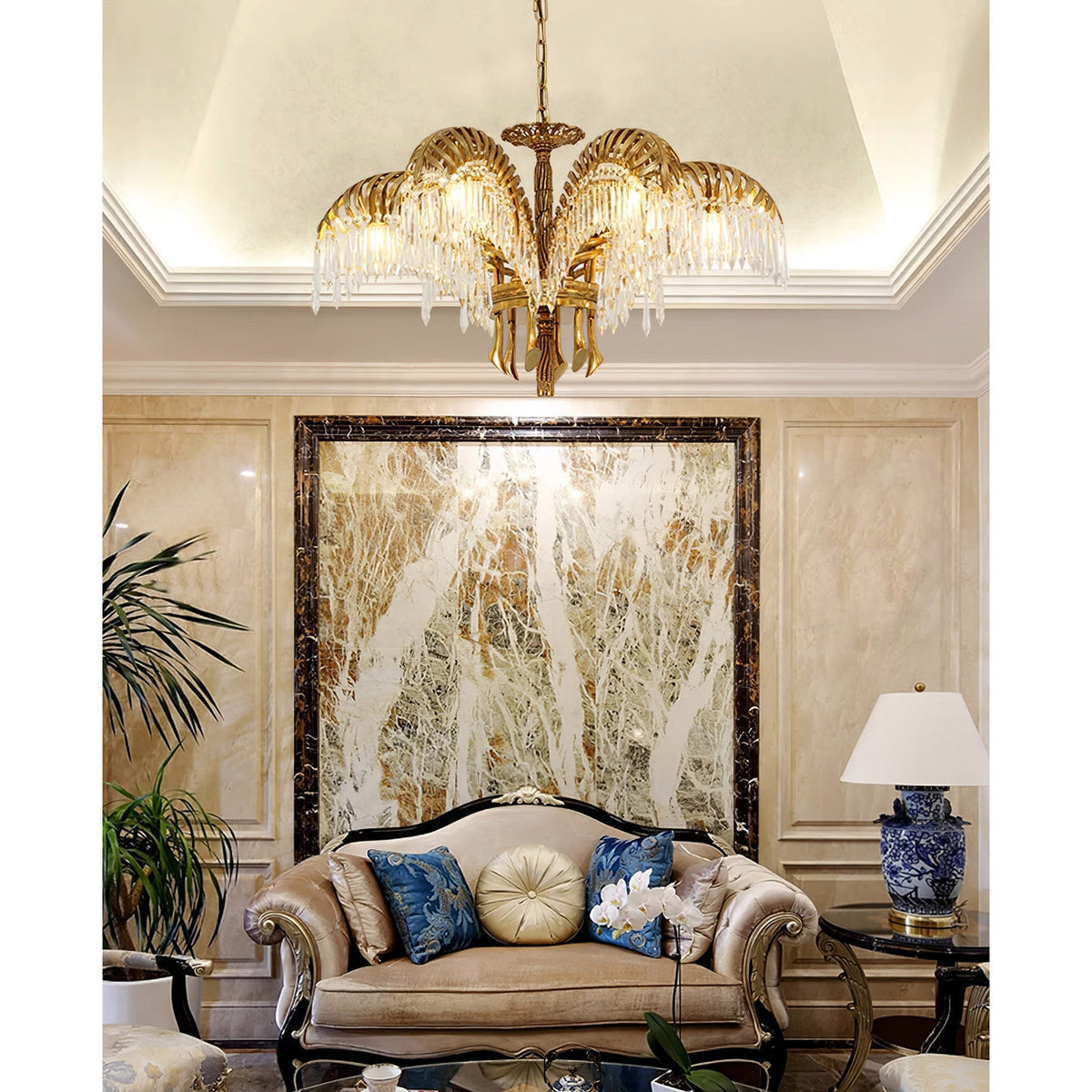 Kilwen Regal Brass Crystal Chandelier