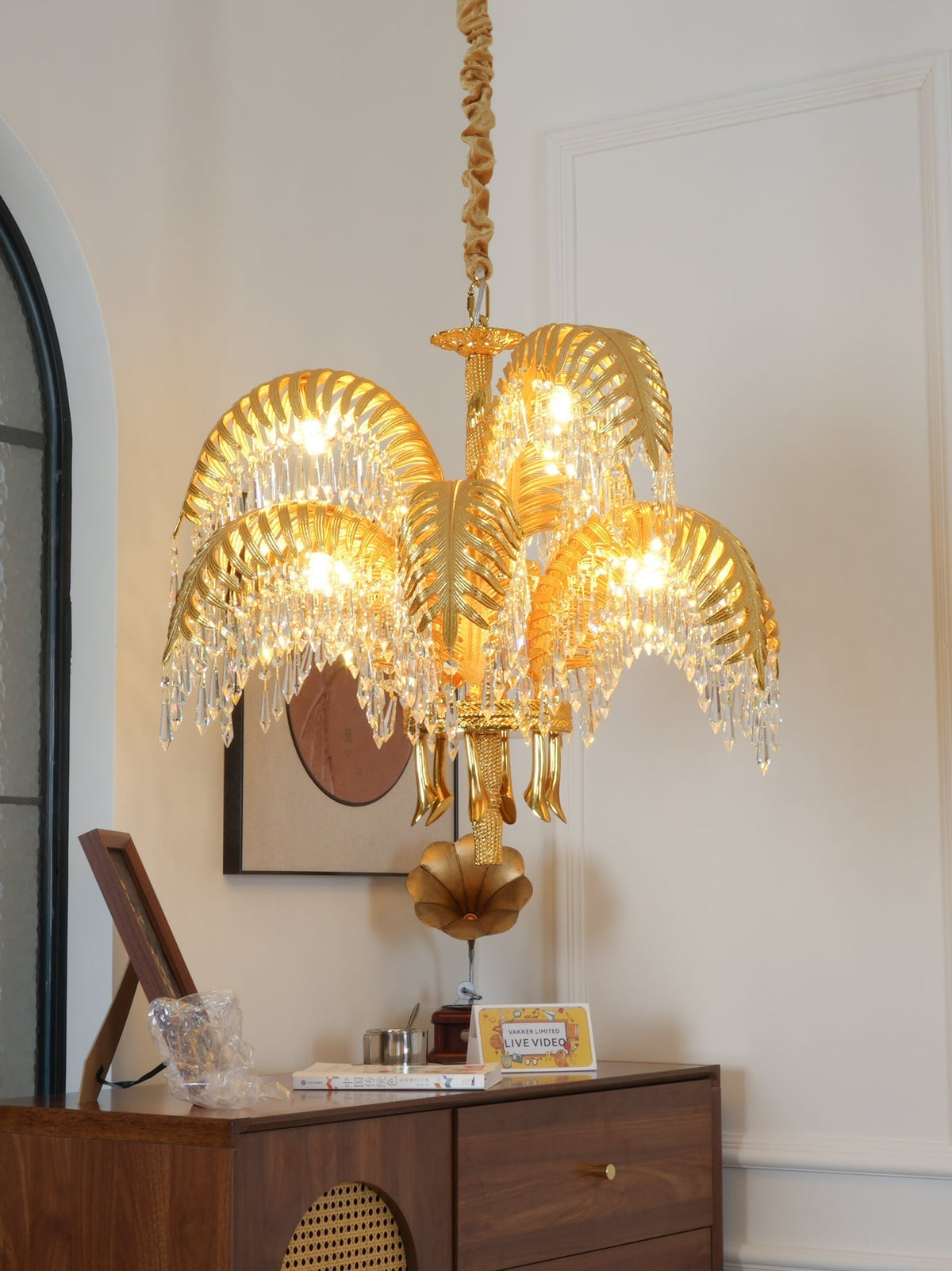Kilwen Regal Brass Crystal Chandelier