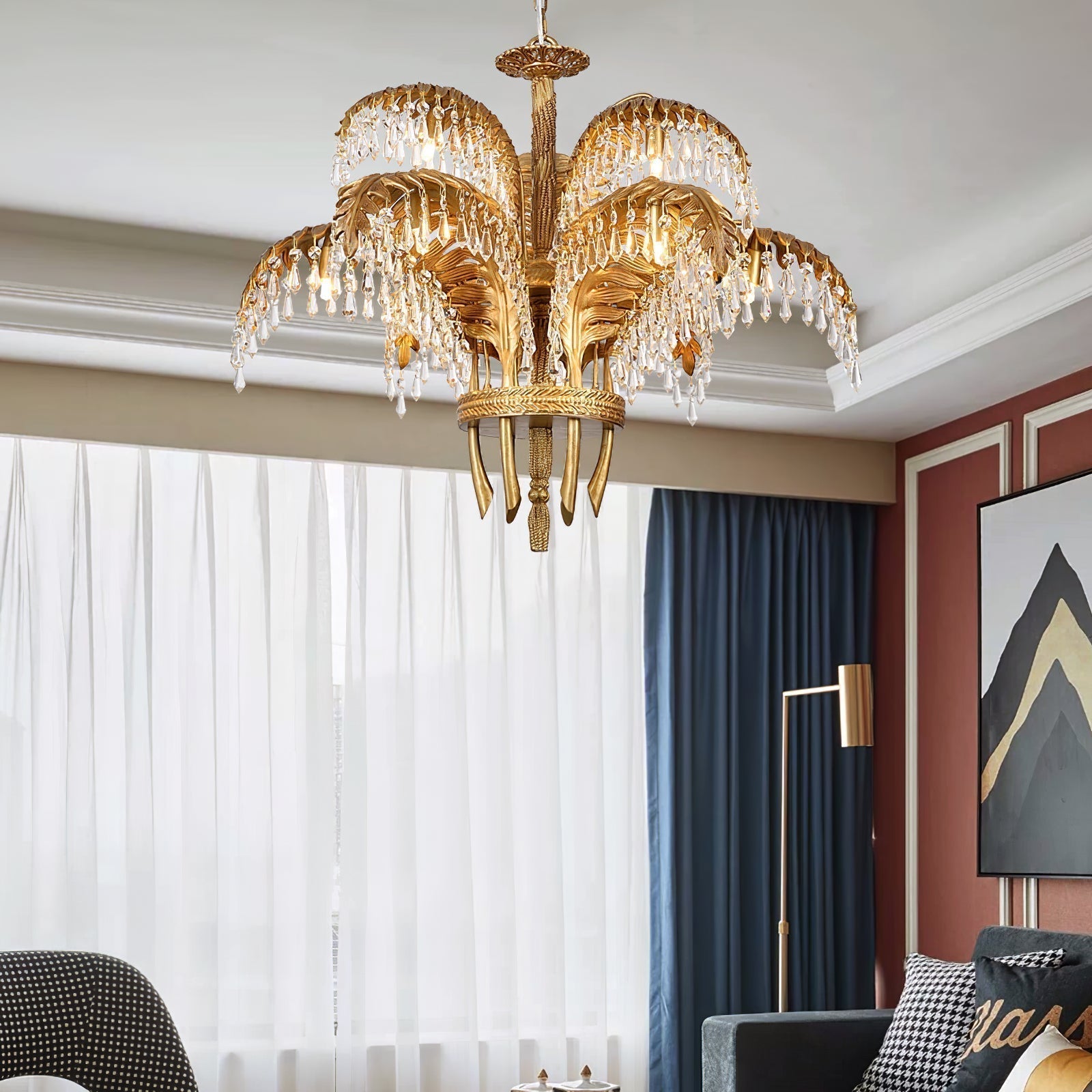 Kilwen Regal Brass Crystal Chandelier