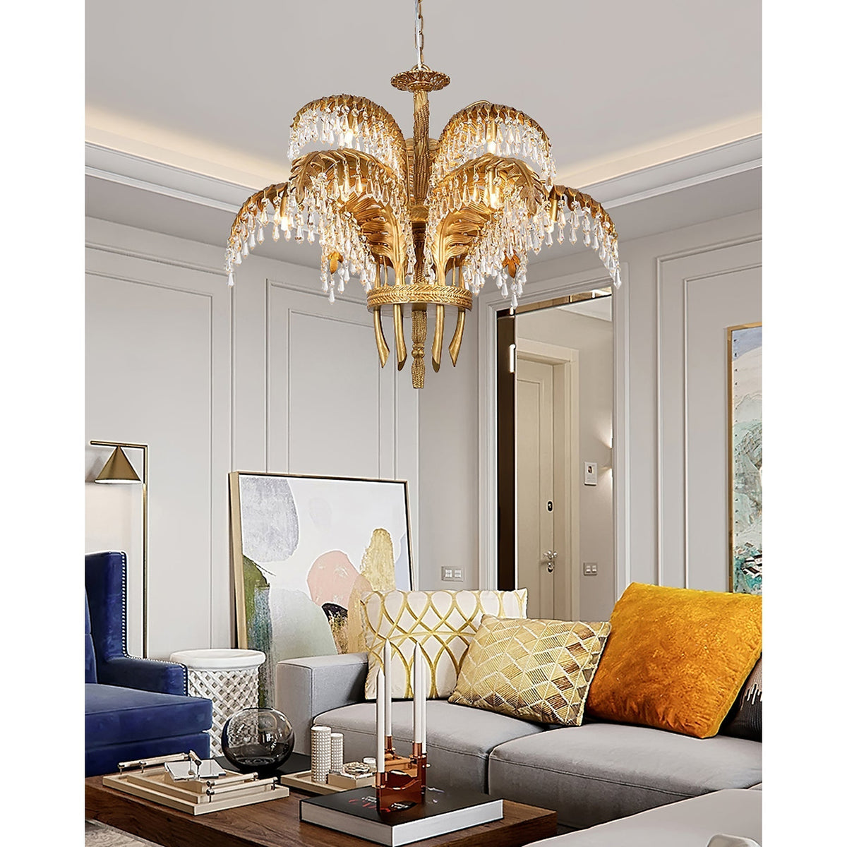 Kilwen Regal Brass Crystal Chandelier