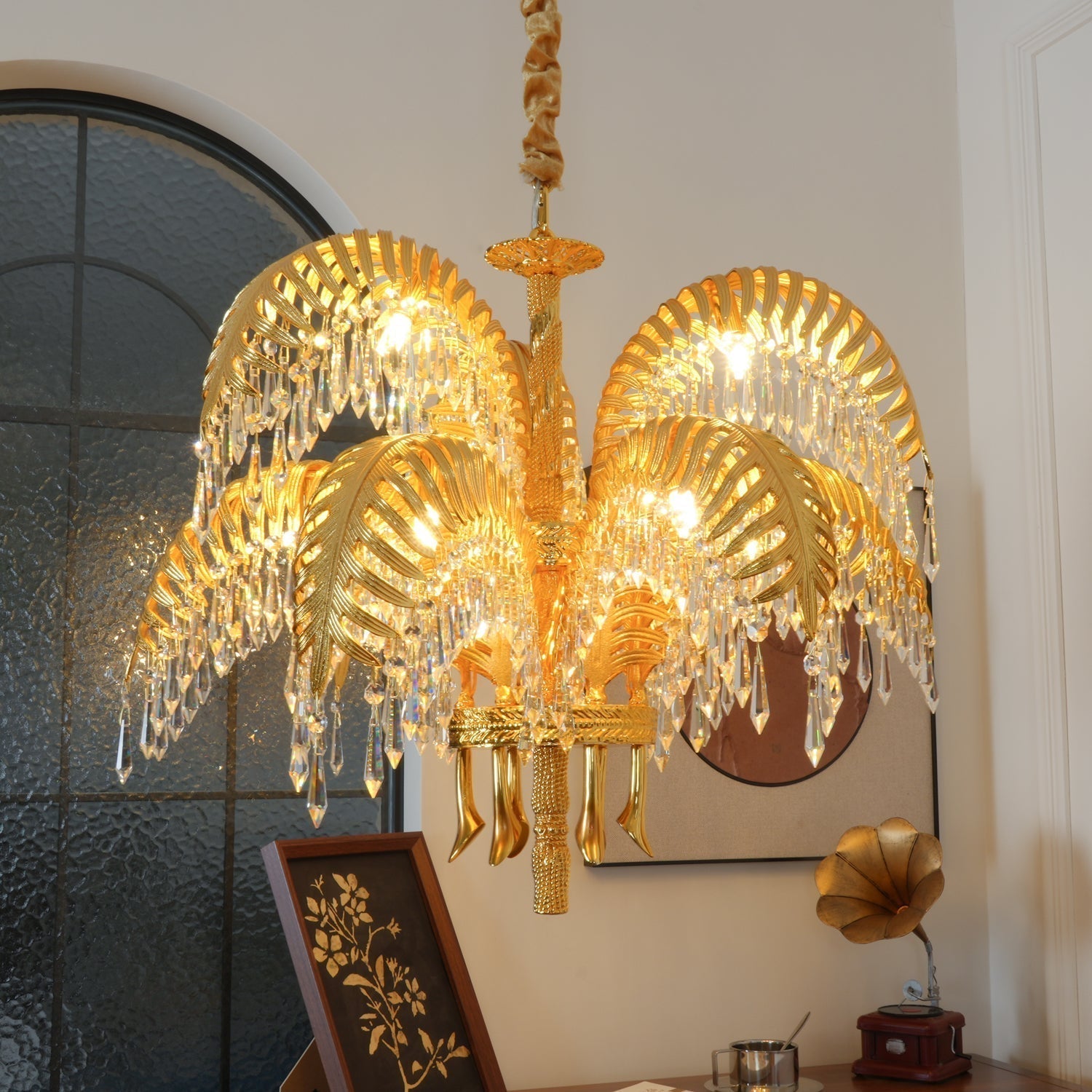 Kilwen Regal Brass Crystal Chandelier