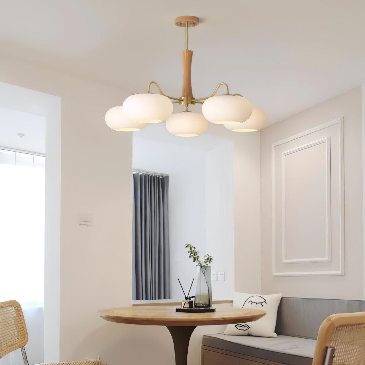 Eira Brass Wooden Glass Persimmon Chandelier
