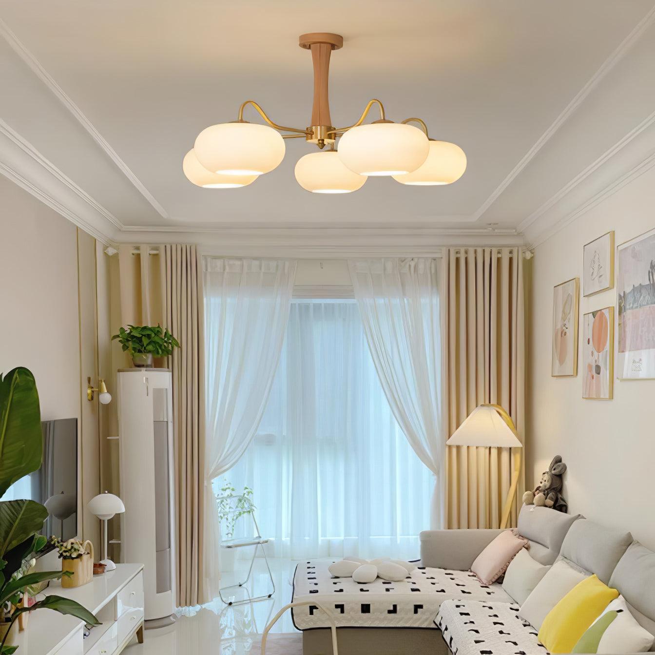 Fiorella Vintage Brass Wooden Chandelier